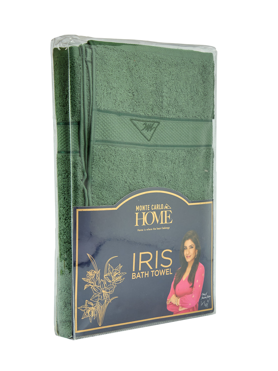 Premium Green 100% Cotton Solid 525 GSM Bath Towel Iris 1 Pc Pvc Pack