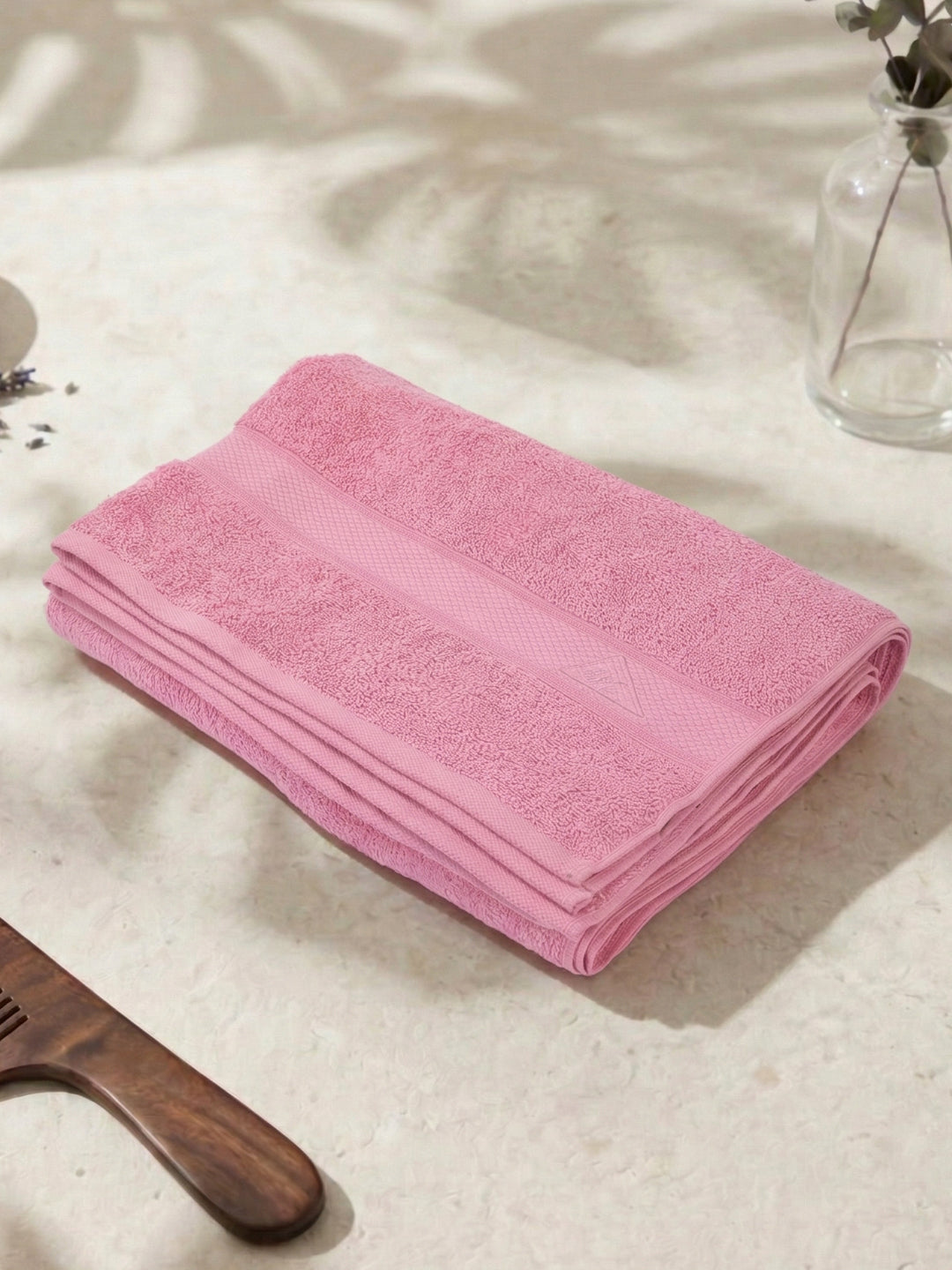 Premium Prism Pink 100% Cotton Solid 525 GSM Bath Towel Iris 1 Pc Pvc Pack