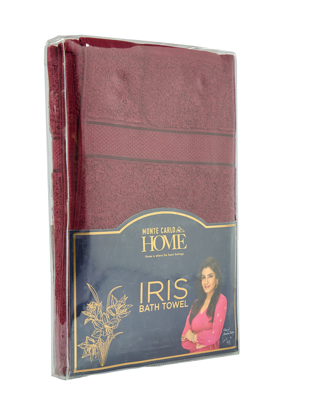 Premium Maroon 100% Cotton Solid 525 GSM Bath Towel Iris 1 Pc Pvc Pack