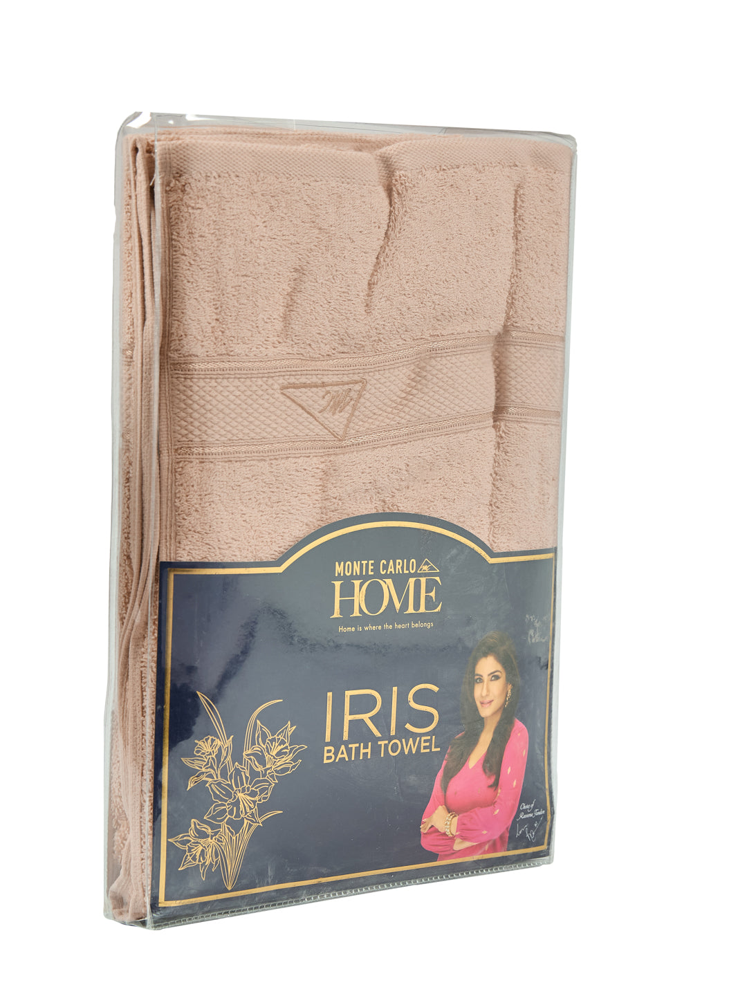 Premium Beige 100% Cotton Solid 525 GSM Bath Towel Iris 1 Pc Pvc Pack