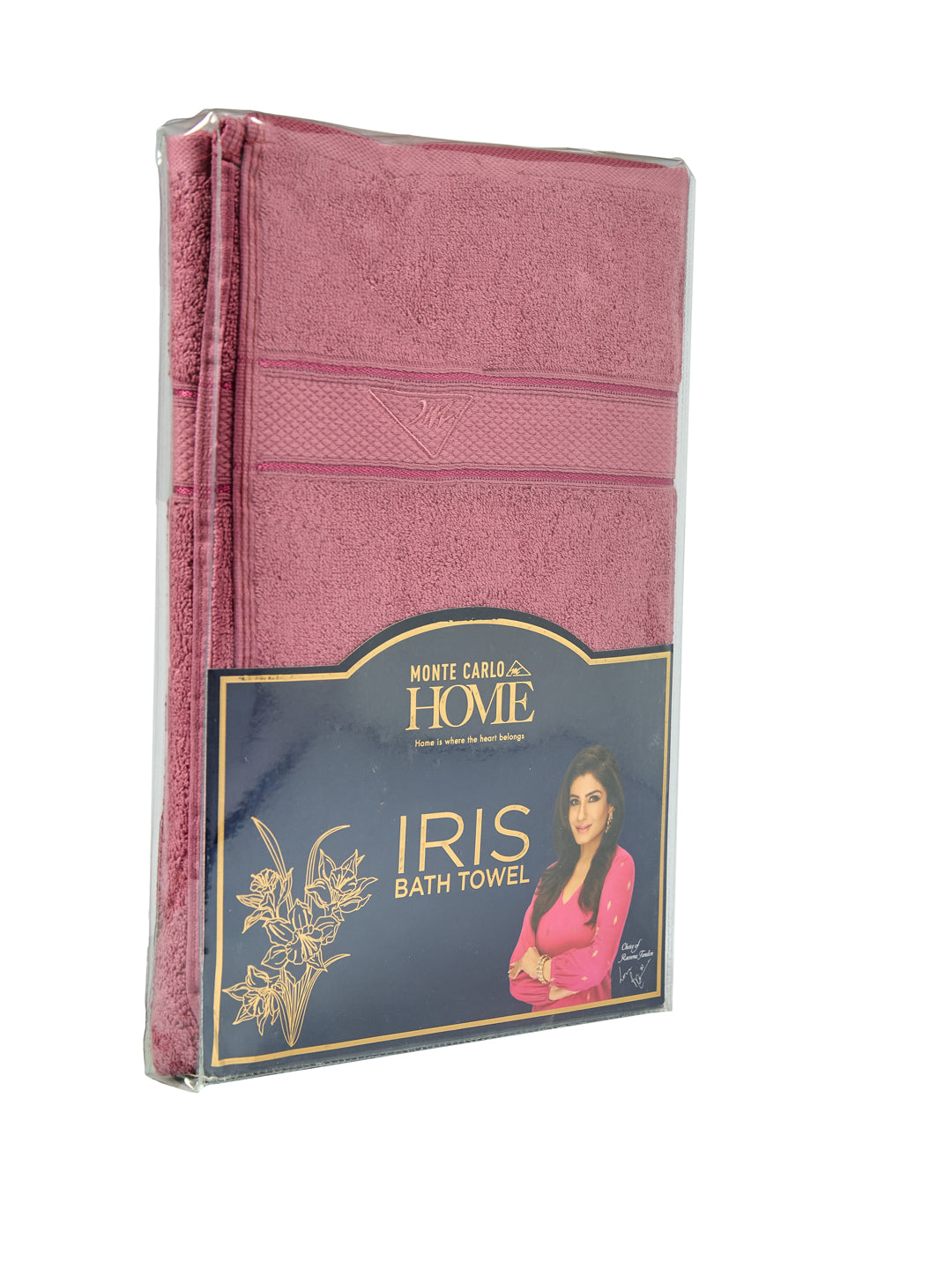 Premium Dusty Rose 100% Cotton Solid 525 GSM Bath Towel Iris 1 Pc Pvc Pack