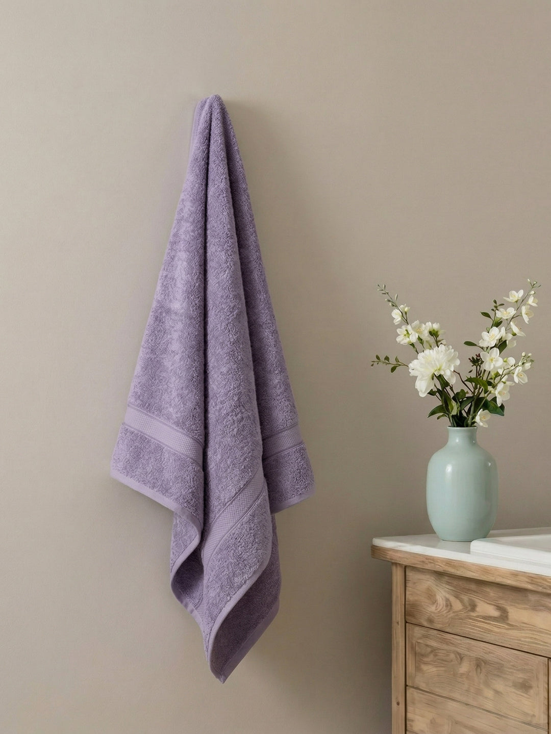 Premium Blue 100% Cotton Solid 525 GSM Bath Towel Iris 1 Pc Pvc Pack