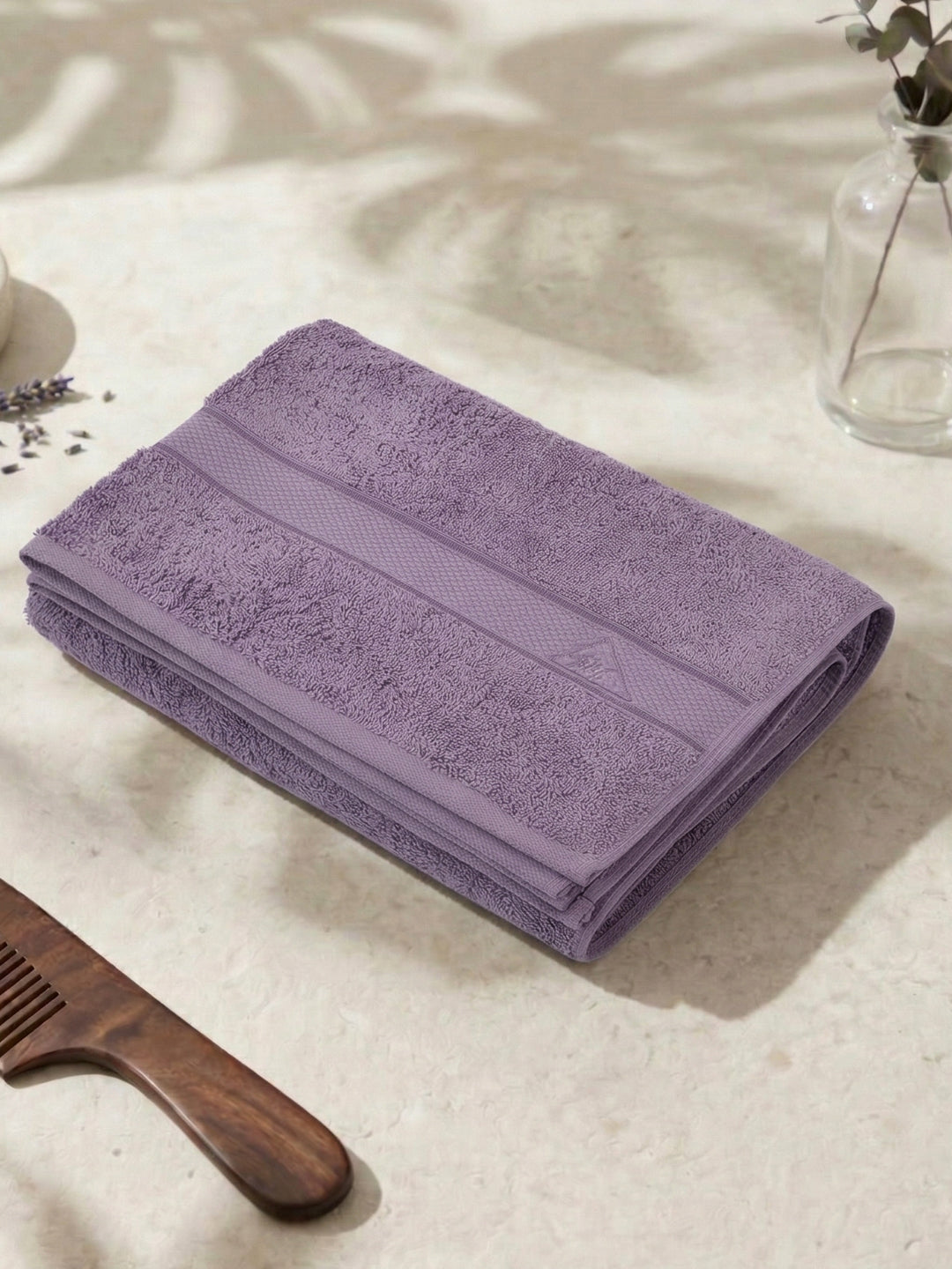 Premium Blue 100% Cotton Solid 525 GSM Bath Towel Iris 1 Pc Pvc Pack