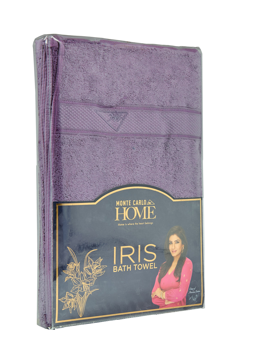 Premium Blue 100% Cotton Solid 525 GSM Bath Towel Iris 1 Pc Pvc Pack