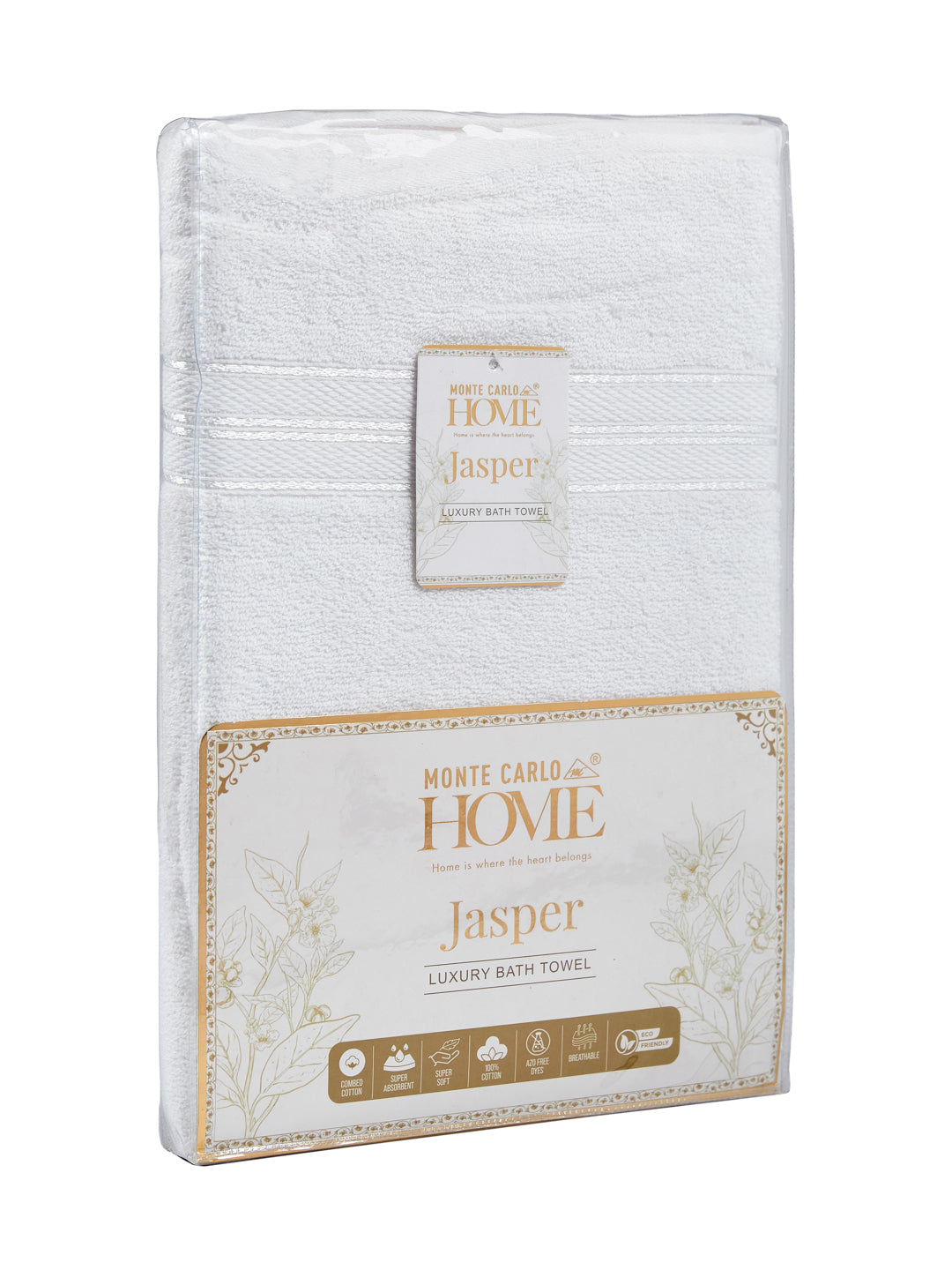 Essential White 100% Cotton Solid 400 GSM Bath Towel Jasper 1 Pc Pvc Pack