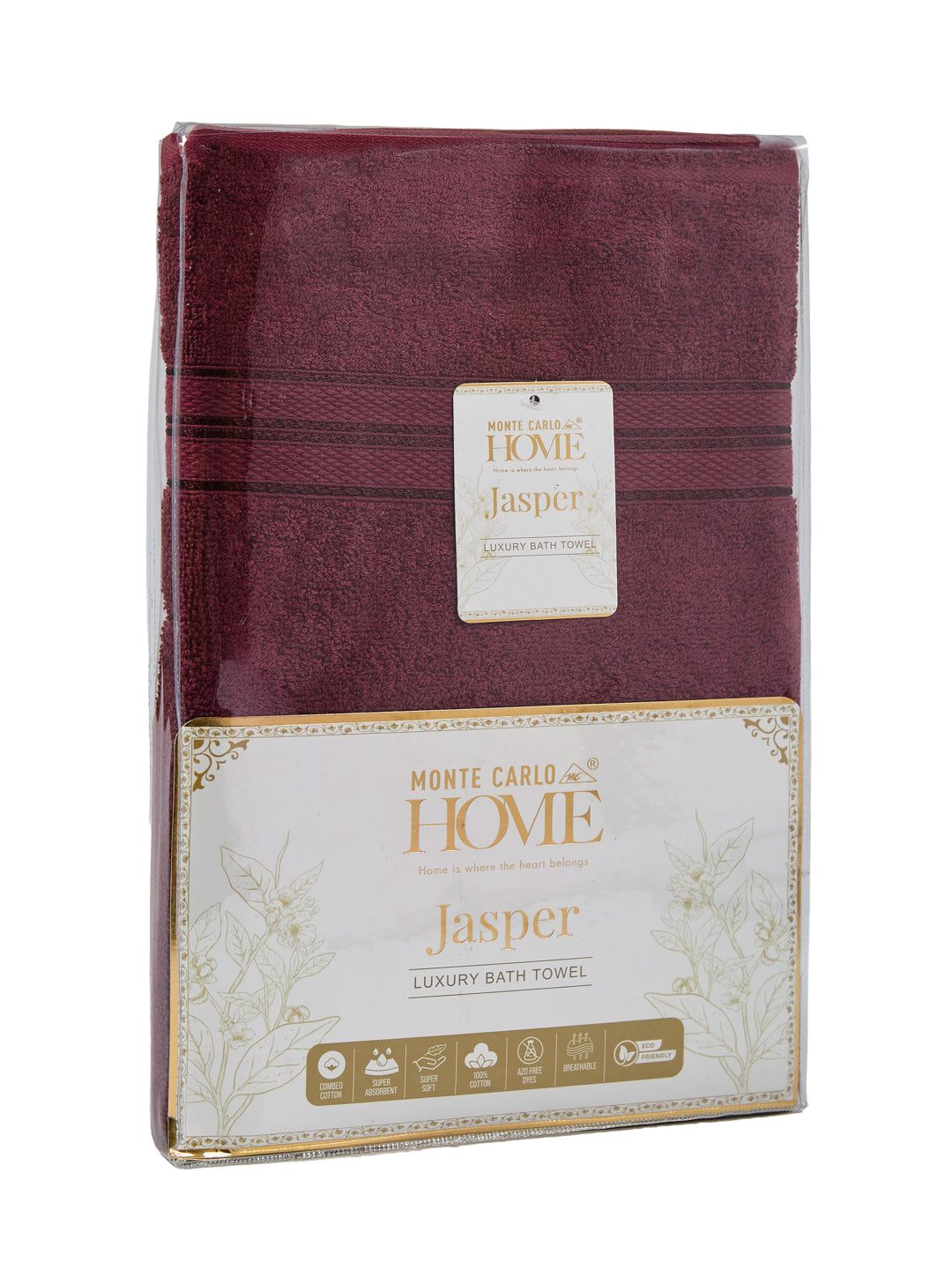 Essential Maroon 100% Cotton Solid 400 GSM Bath Towel Jasper 1 Pc Pvc Pack