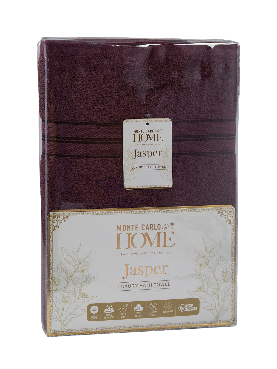 Essential Maroon 100% Cotton Solid 400 GSM Bath Towel Jasper 1 Pc Pvc Pack