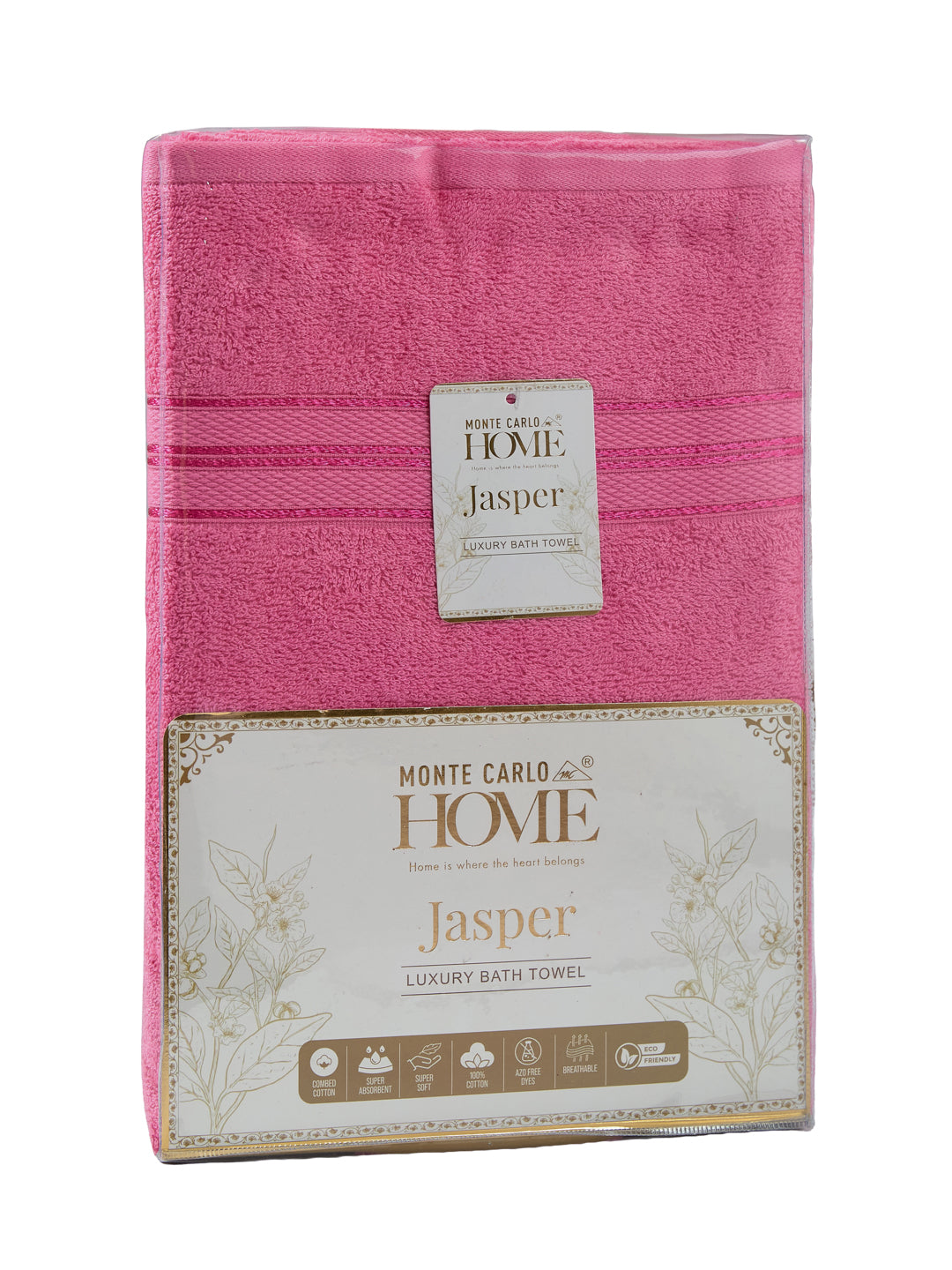 Essential Pink 100% Cotton Solid 400 GSM Bath Towel Jasper 1 Pc Pvc Pack