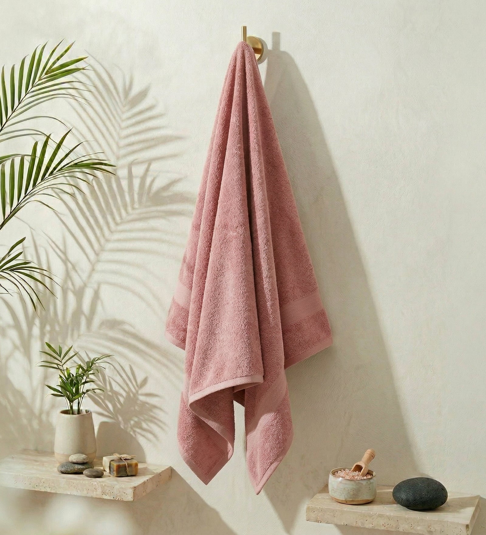 Quartz Pink Pure Cotton Solid 380 GSM Bath Towel 1 Piece (Jazz Collection)