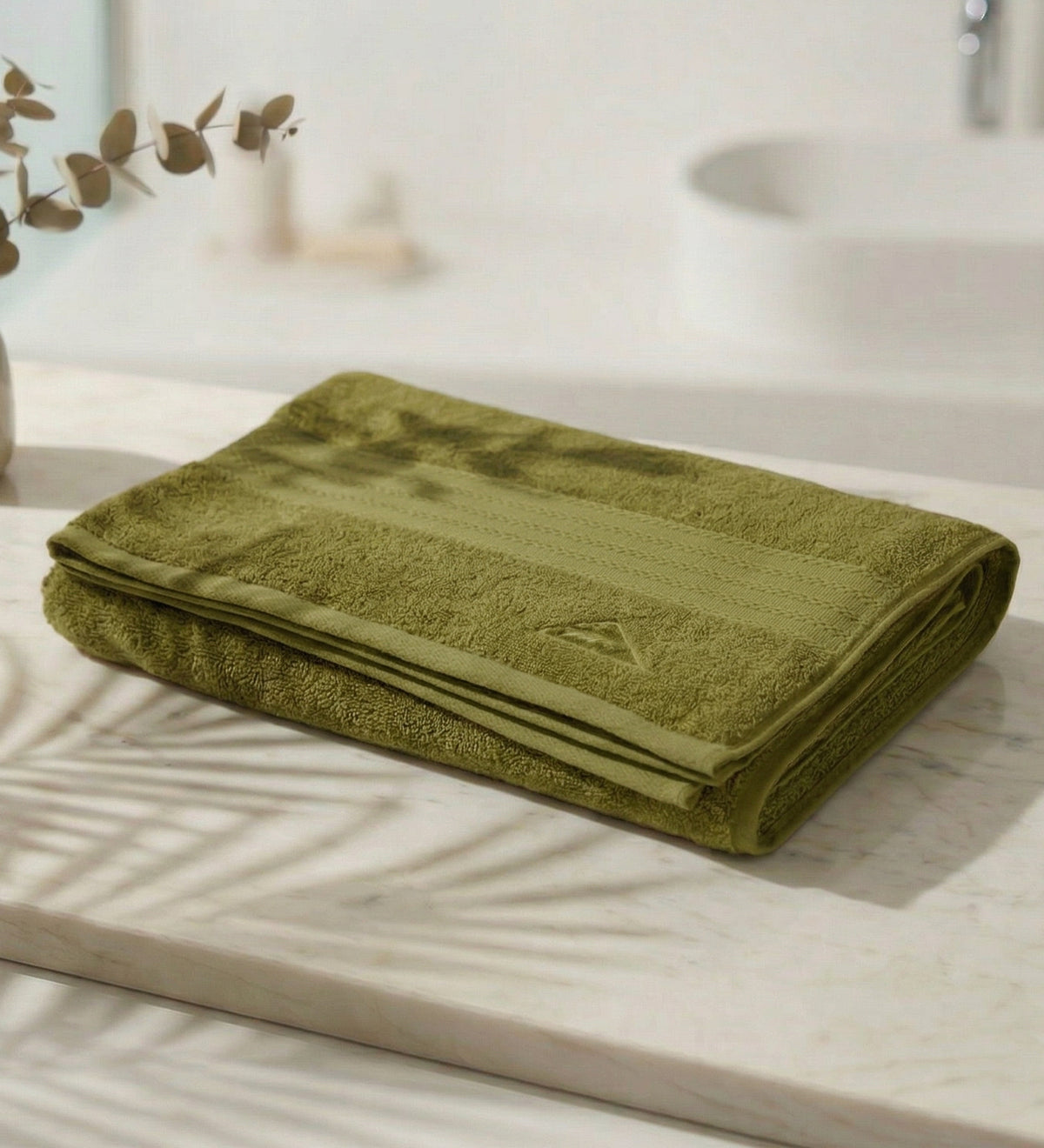 Olive Pure Cotton Solid 380 GSM Bath Towel 1 Piece (Jazz Collection)