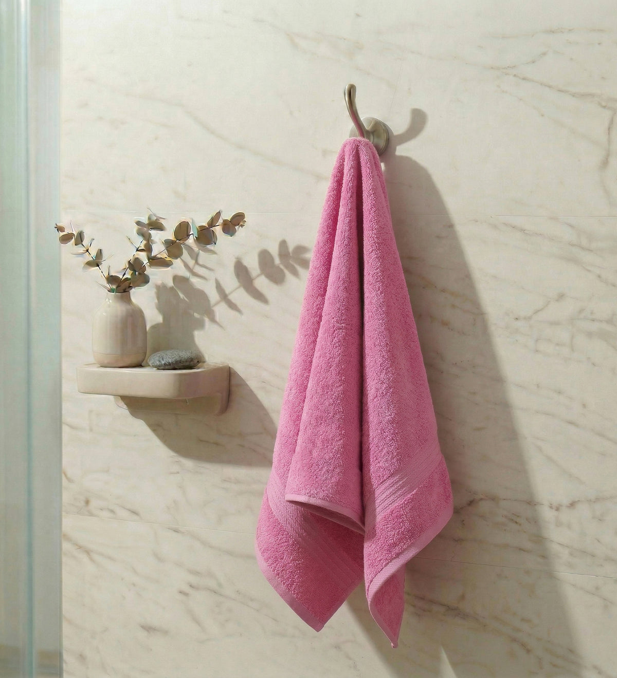 Pink Pure Cotton Solid 380 GSM Bath Towel 1 Piece (Jazz Collection)
