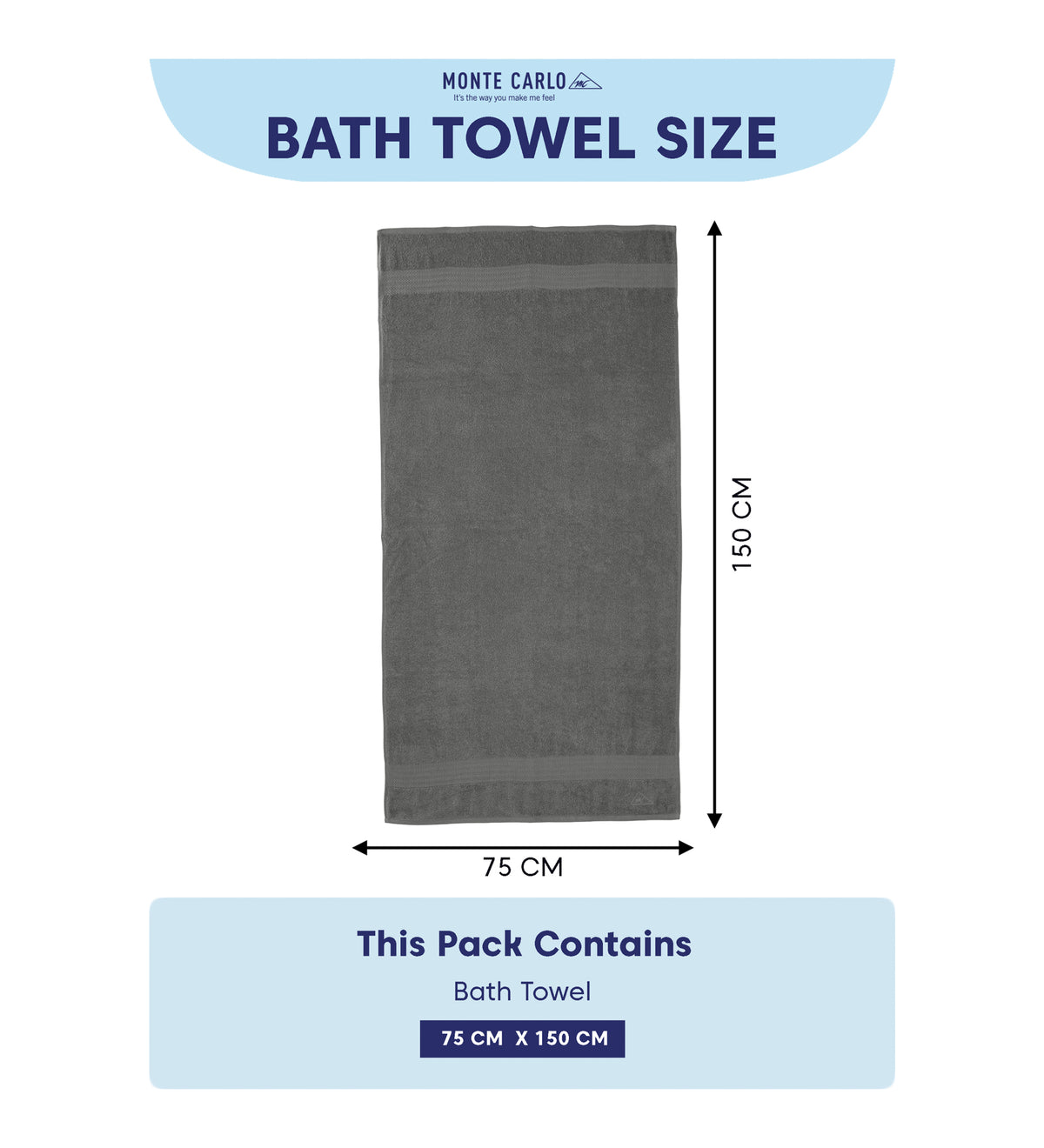 Grey Pure Cotton Solid 380 GSM Bath Towel 1 Piece (Jazz Collection)