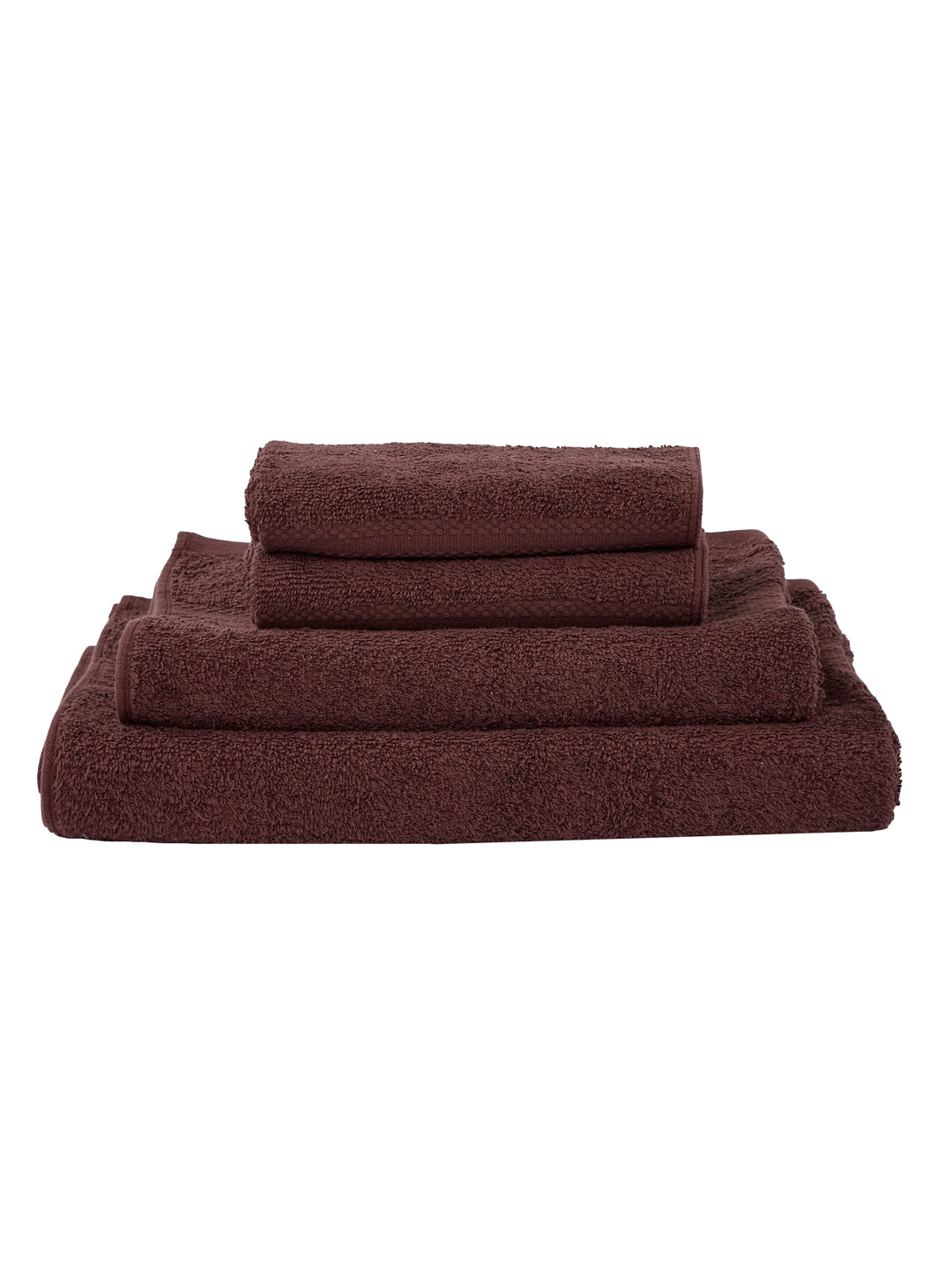 Brown 100% Cotton Solid 380 GSM Bath Towel Jazz 4 Pc Set Gifting Box Pack
