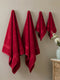 Rose Red 100% Cotton Solid 380 GSM Bath Towel Jazz 4 Pc Set Gifting Box Pack