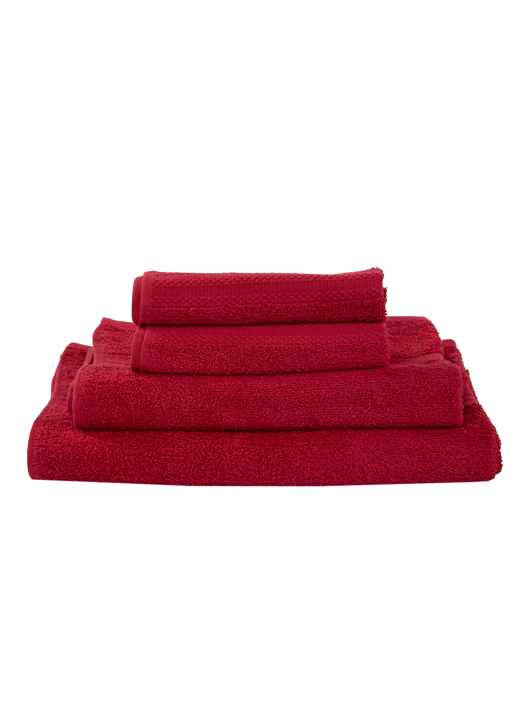 Rose Red 100% Cotton Solid 380 GSM Bath Towel Jazz 4 Pc Set Gifting Box Pack