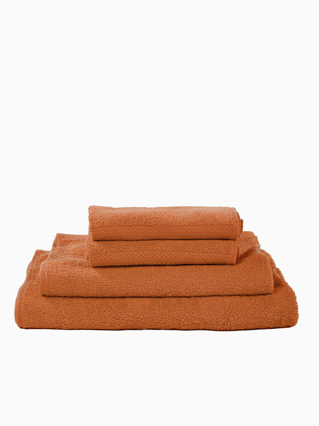 Orange 100% Cotton Solid 380 GSM Bath Towel Jazz 4 Pc Set Gifting Box Pack