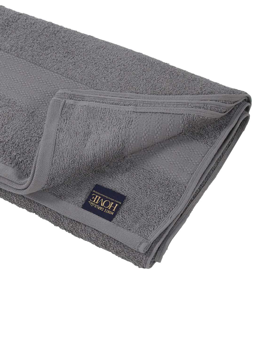Grey 100% Cotton Solid 380 GSM Bath Towel Jazz 4 Pc Set Gifting Box Pack