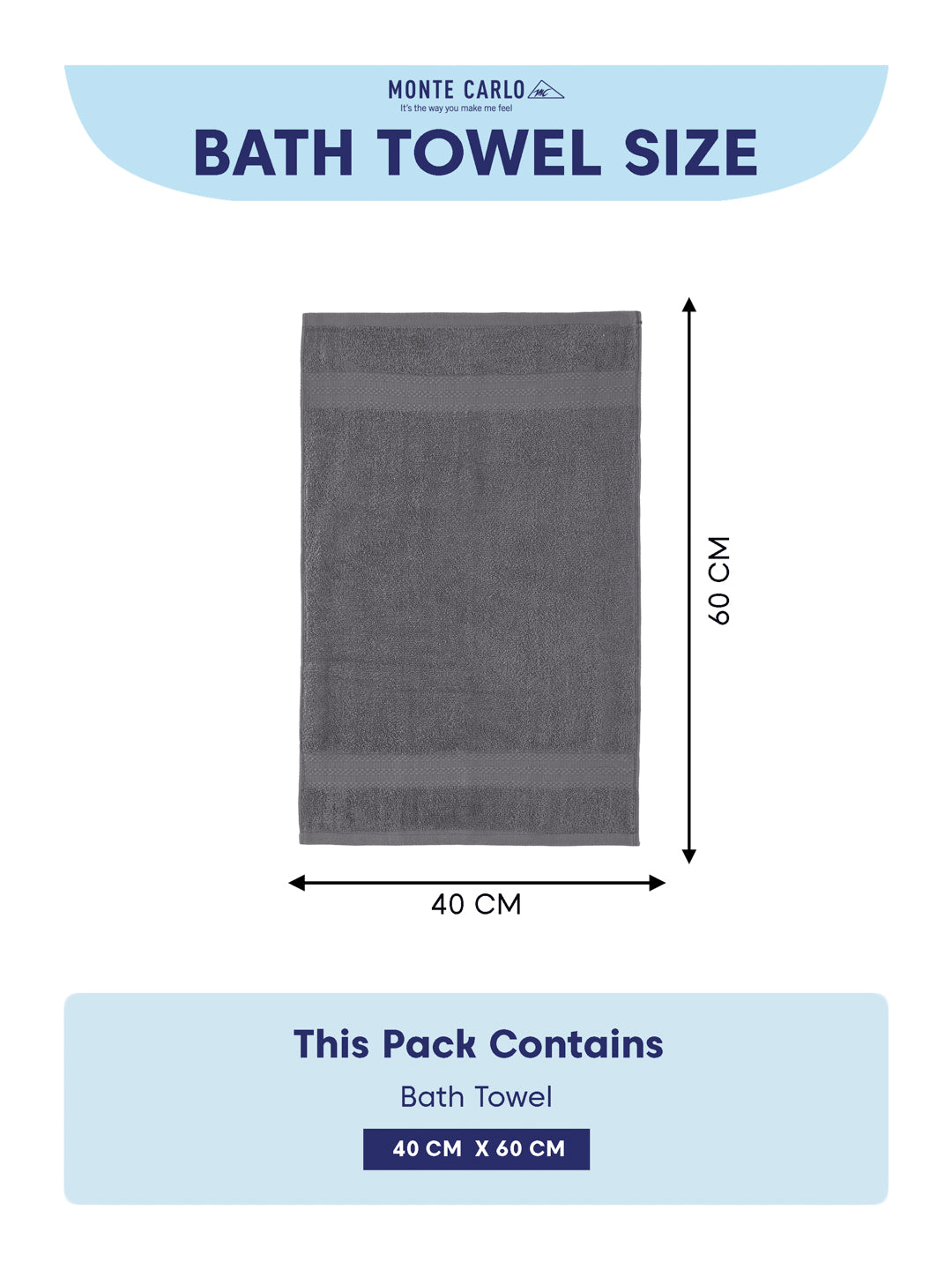 Grey 100% Cotton Solid 380 GSM Bath Towel Jazz 4 Pc Set Gifting Box Pack