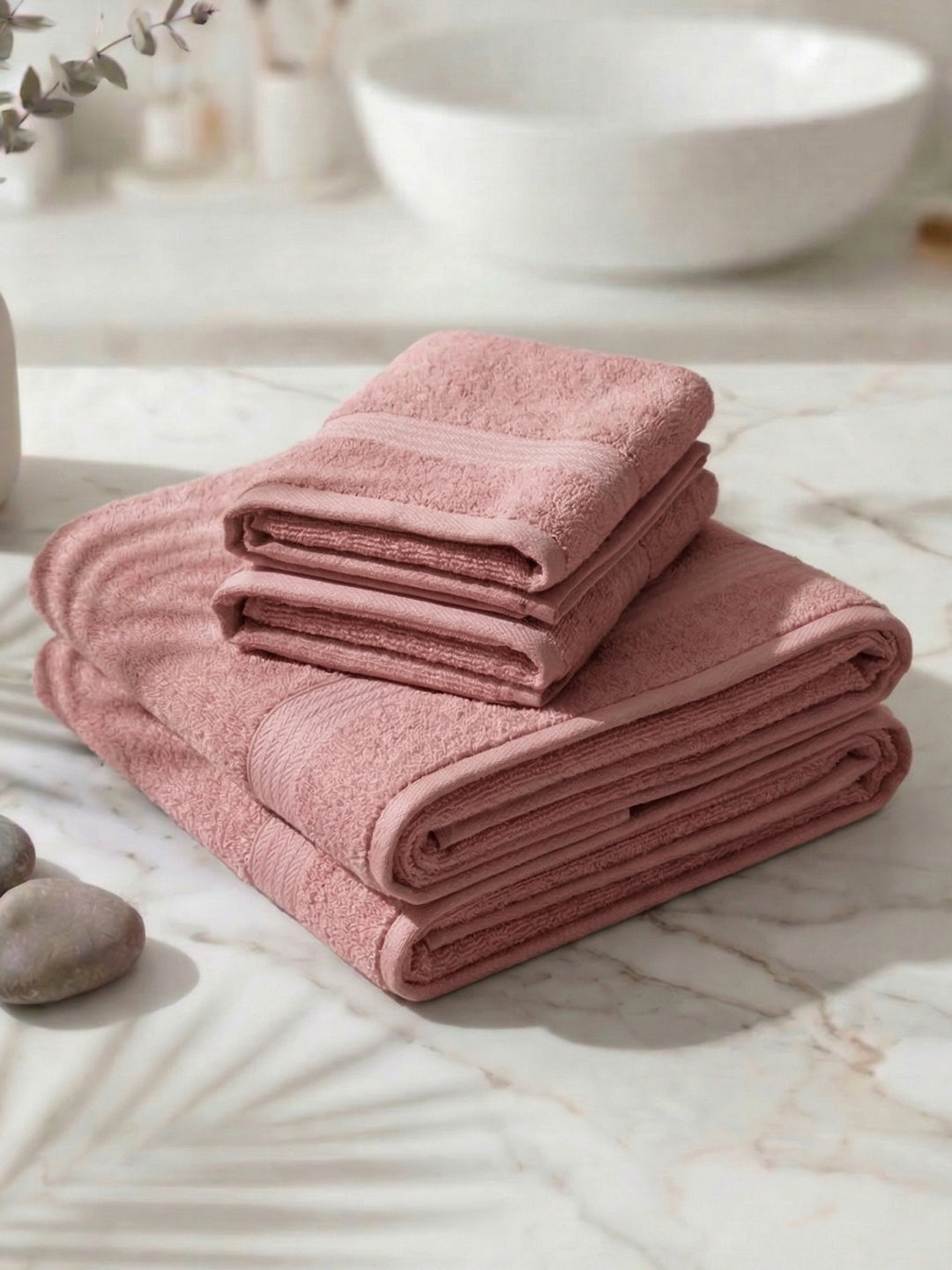 Quartz Pink 100% Cotton Solid 380 GSM Bath Towel Jazz 4 Pc Set Gifting Box Pack