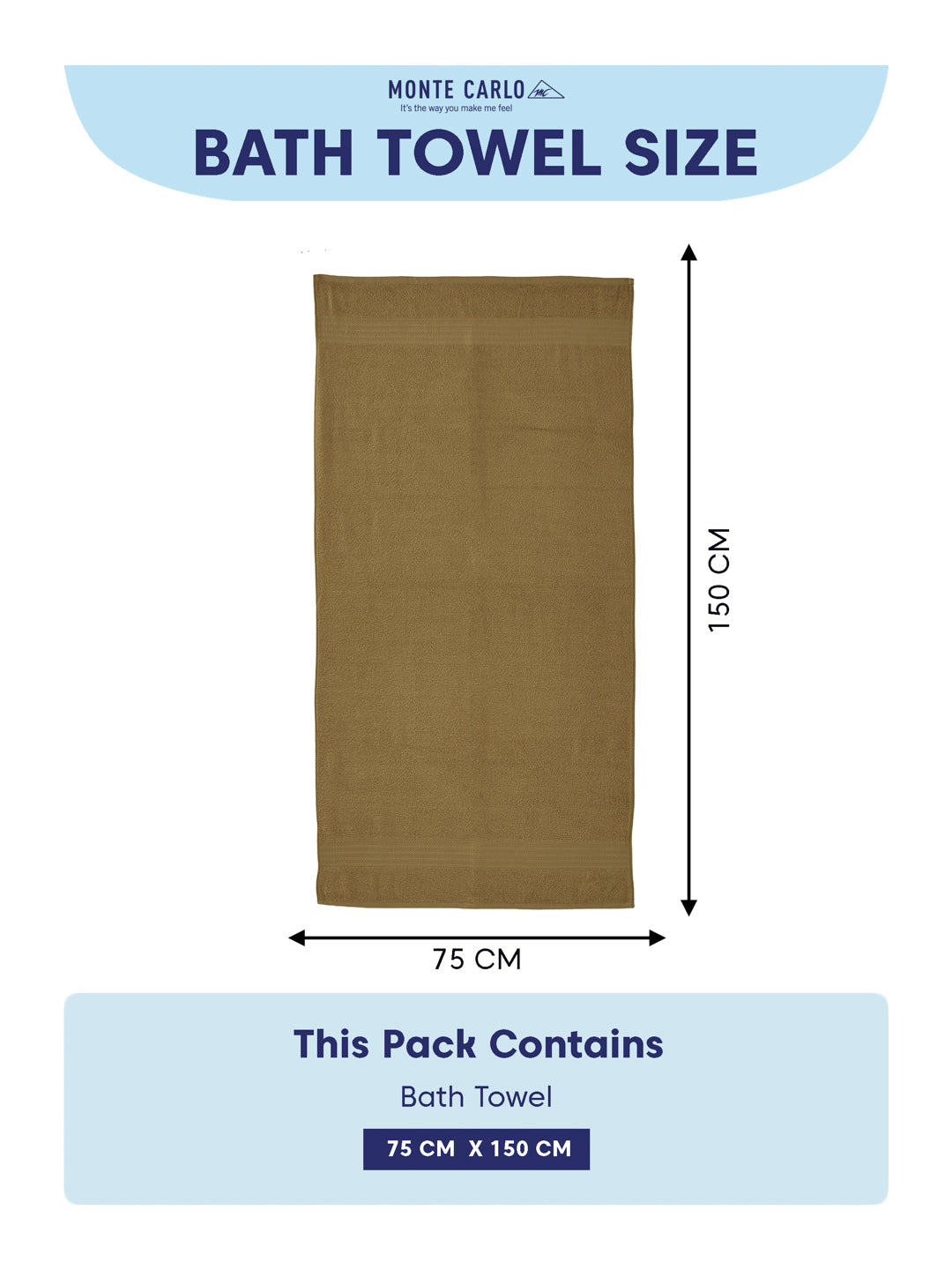Khaki 100% Cotton Solid 380 GSM Bath Towel Jazz 4 Pc Set Gifting Box Pack
