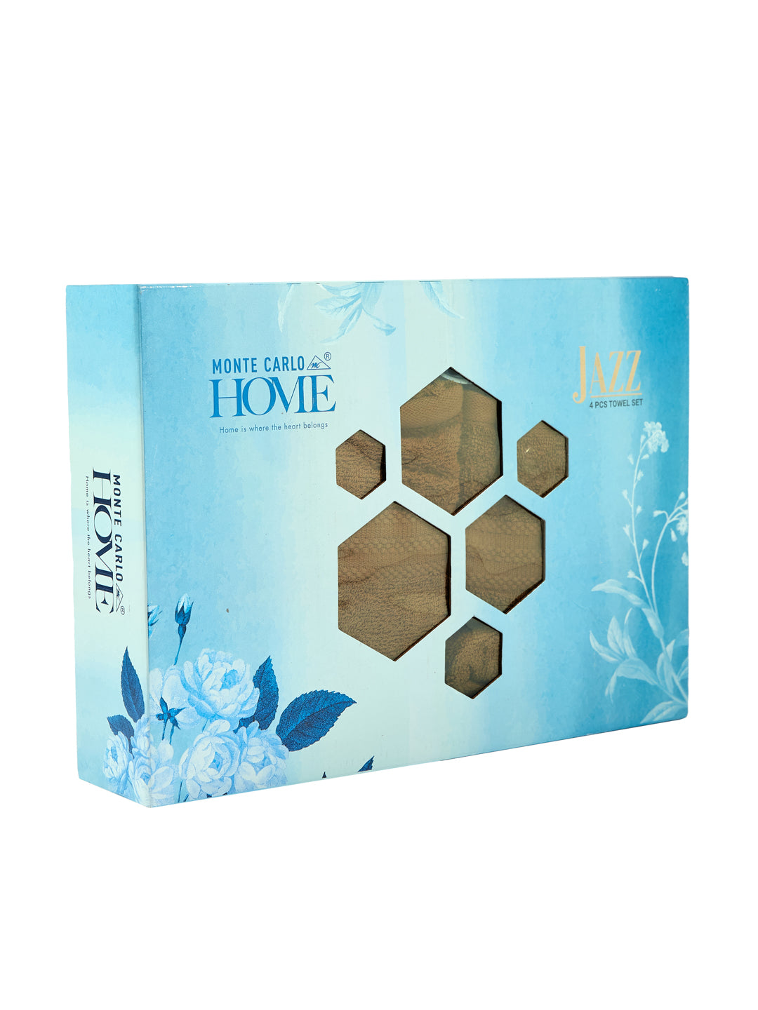 Khaki 100% Cotton Solid 380 GSM Bath Towel Jazz 4 Pc Set Gifting Box Pack
