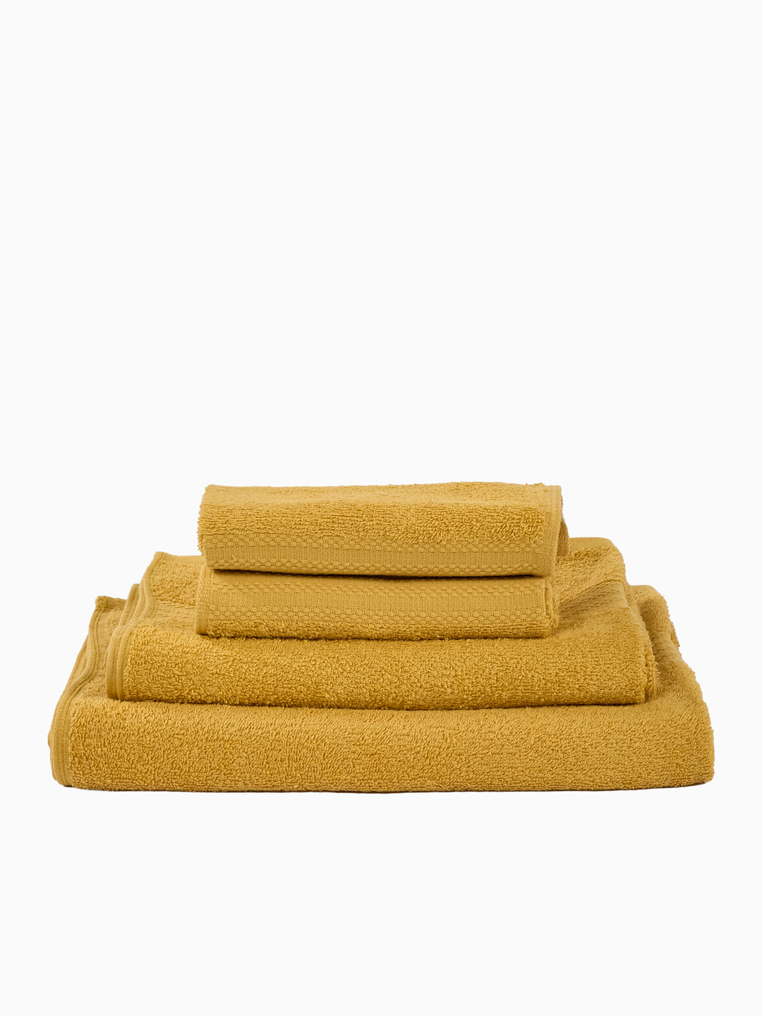 Mustard Yellow 100% Cotton Solid 380 GSM Bath Towel Jazz 4 Pc Set Gifting Box Pack