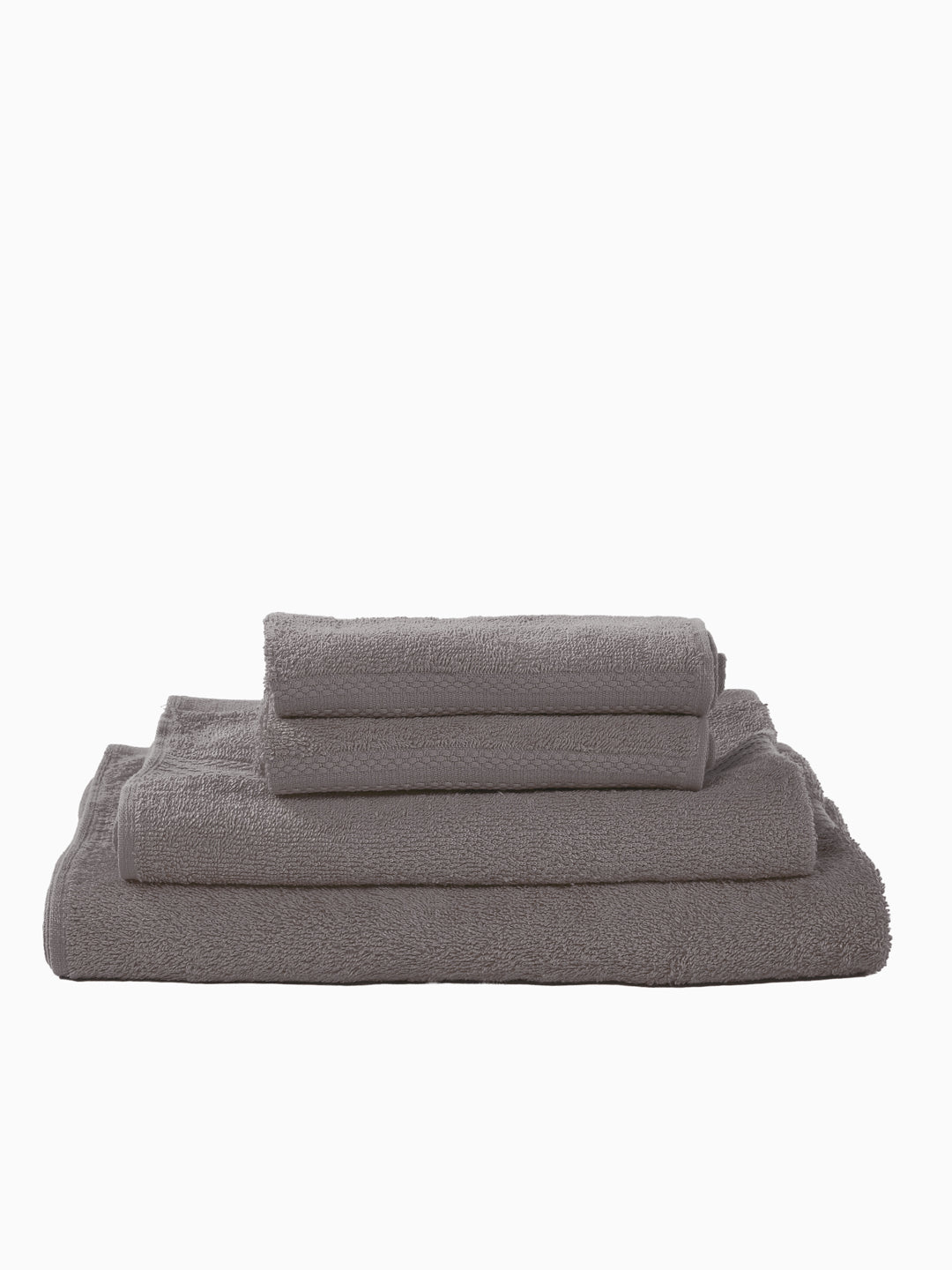 Grey 100% Cotton Solid 380 GSM Bath Towel Jazz 4 Pc Set Gifting Box Pack
