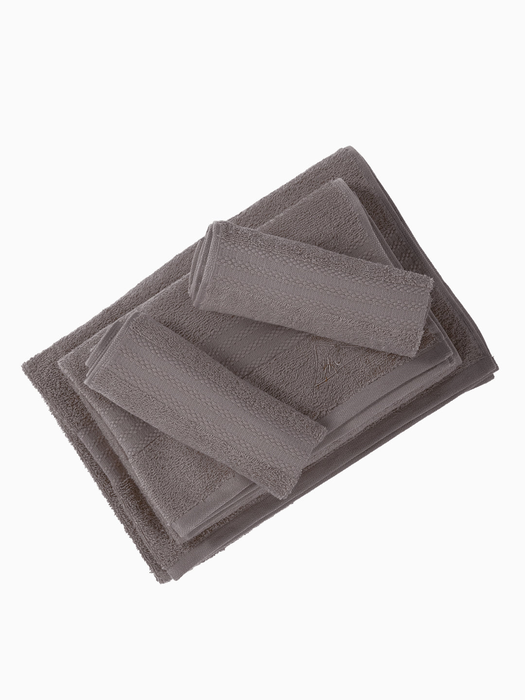 Grey 100% Cotton Solid 380 GSM Bath Towel Jazz 4 Pc Set Gifting Box Pack