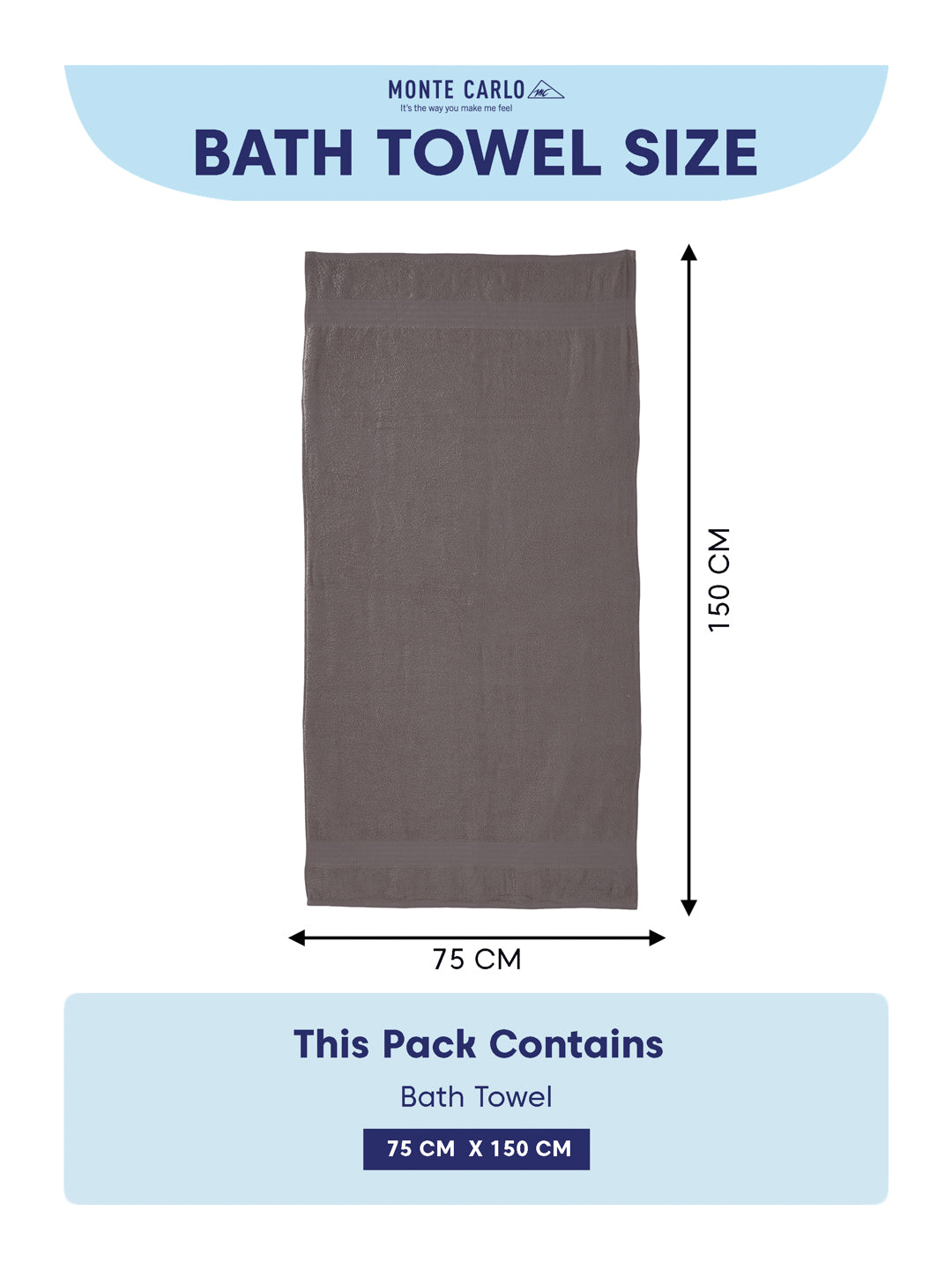 Grey 100% Cotton Solid 380 GSM Bath Towel Jazz 4 Pc Set Gifting Box Pack