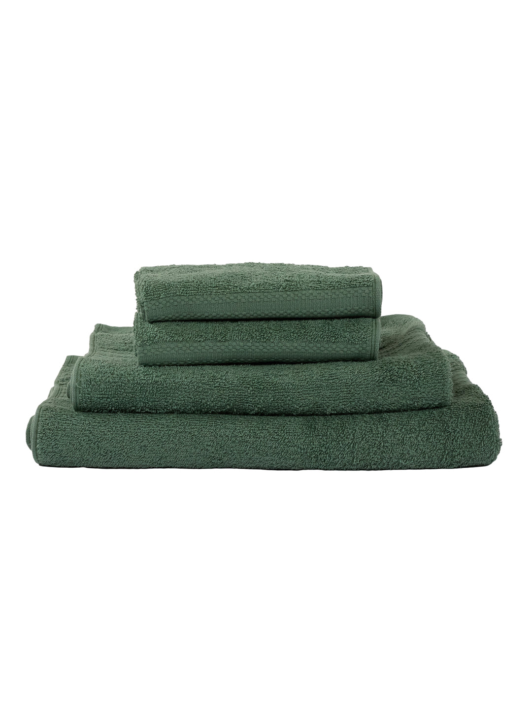 Elm Green 100% Cotton Solid 380 GSM Bath Towel Jazz 4 Pc Set Gifting Box Pack