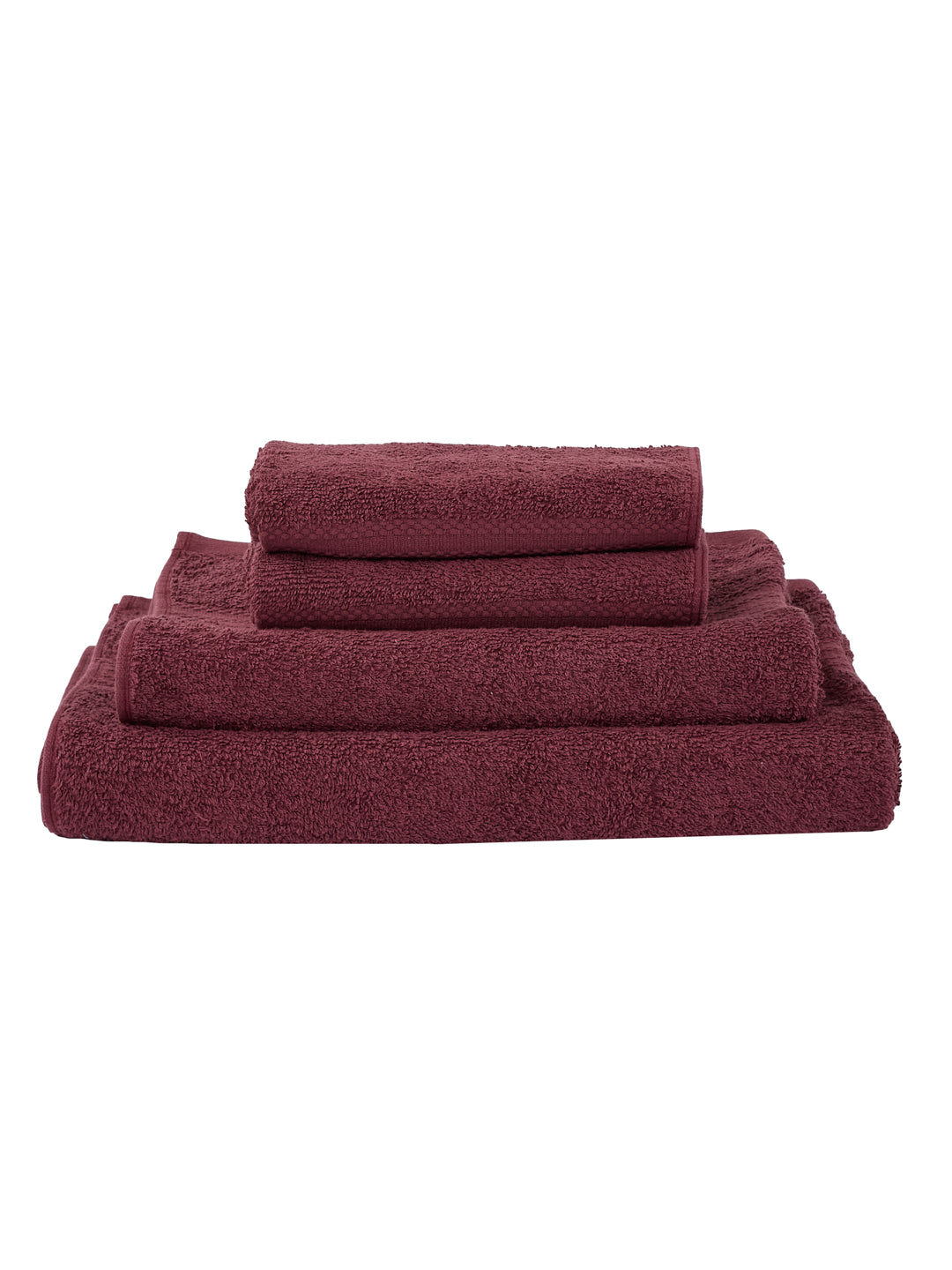 Maroon 100% Cotton Solid 380 GSM Bath Towel Jazz 4 Pc Set Gifting Box Pack