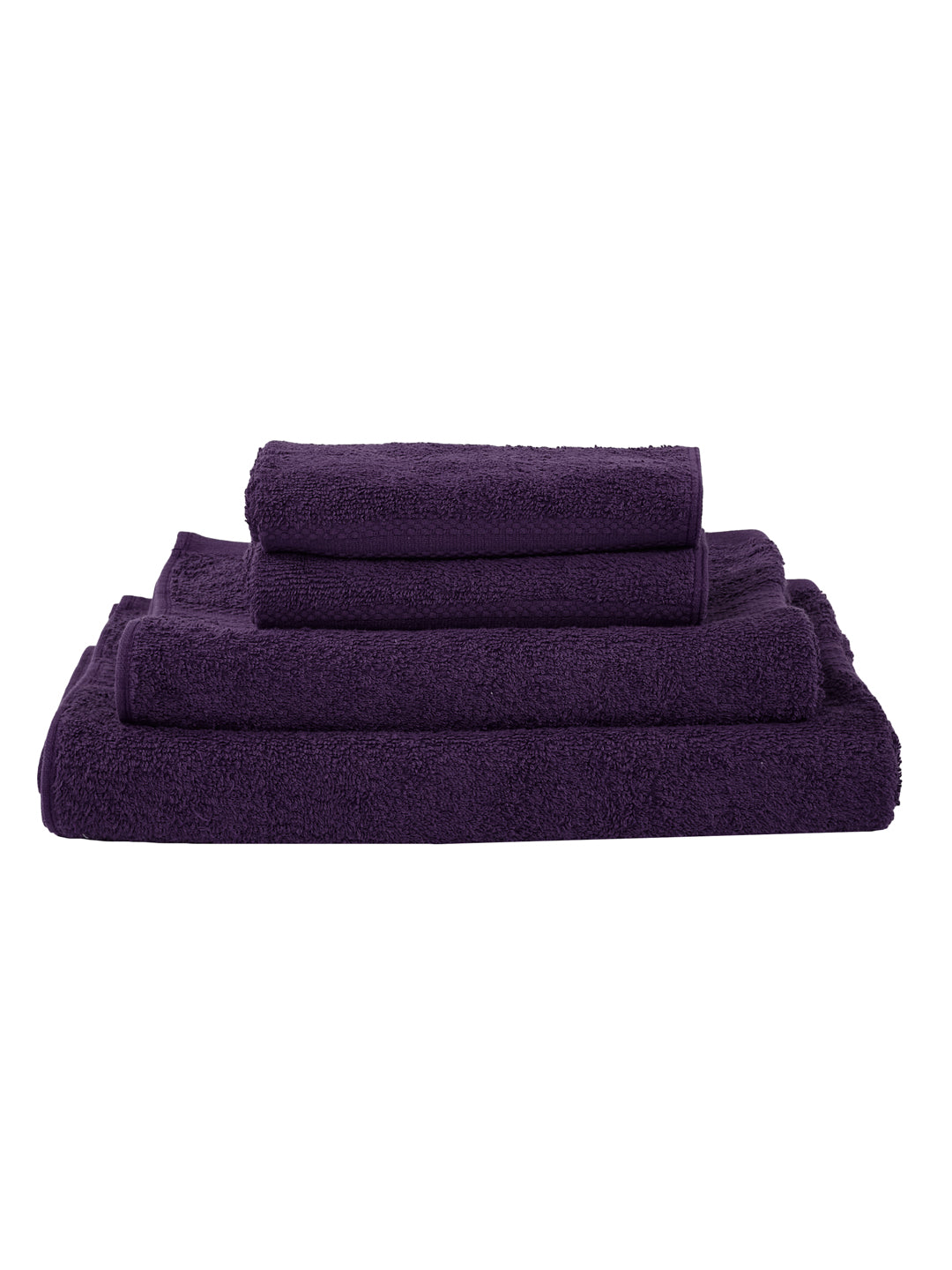 Purple 100% Cotton Solid 380 GSM Bath Towel Jazz 4 Pc Set Gifting Box Pack