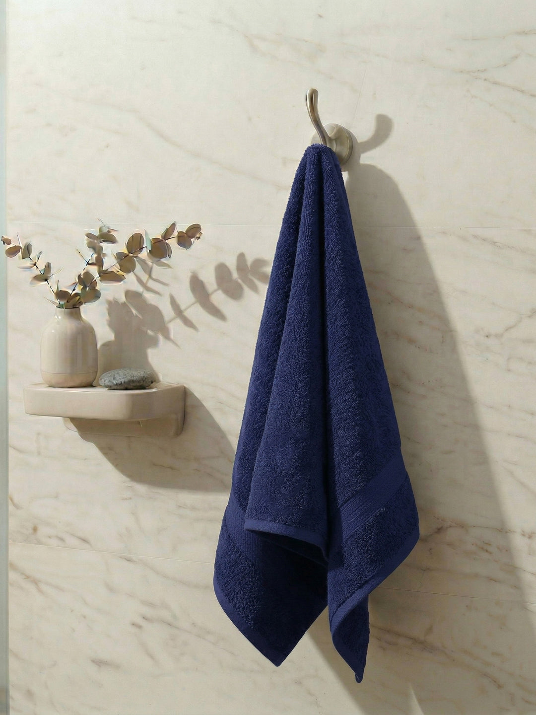 Essential Insignia Blue 100% Cotton Solid 380 GSM Bath Towel Jazz Small 1 Pc Pvc Pack