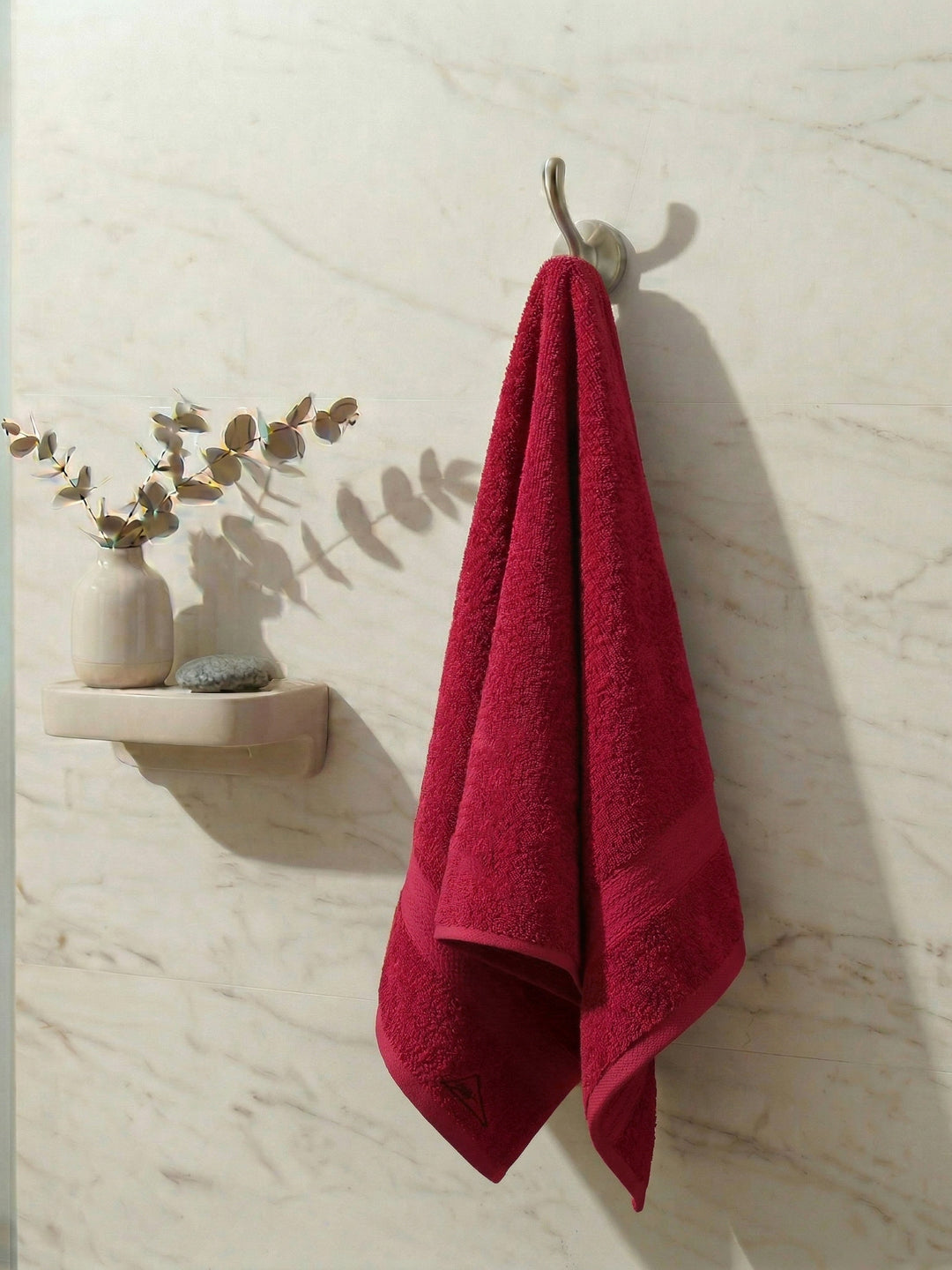 Essential Rose Red 100% Cotton Solid 380 GSM Bath Towel Jazz Small 1 Pc Pvc Pack