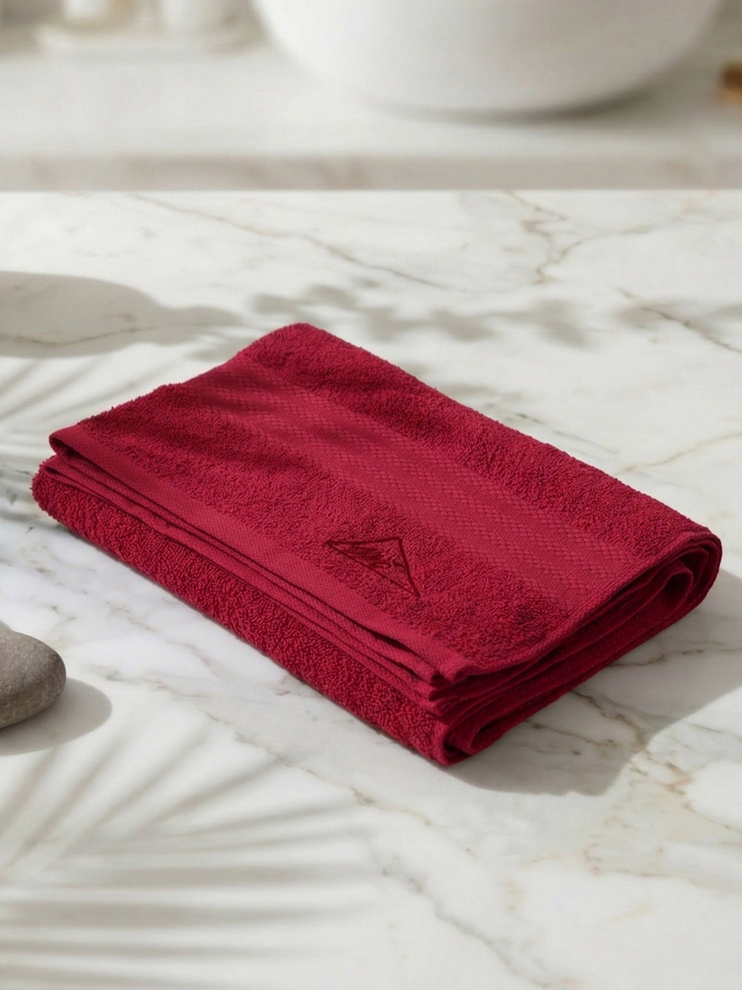 Essential Rose Red 100% Cotton Solid 380 GSM Bath Towel Jazz Small 1 Pc Pvc Pack