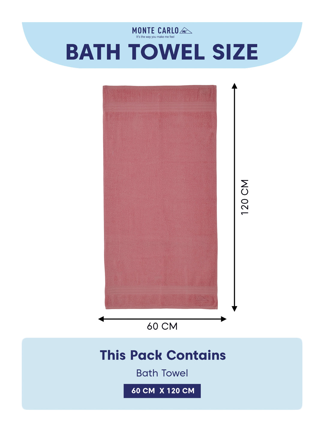 Essential Quartz Pink 100% Cotton Solid 380 GSM Bath Towel Jazz Small 1 Pc Pvc Pack