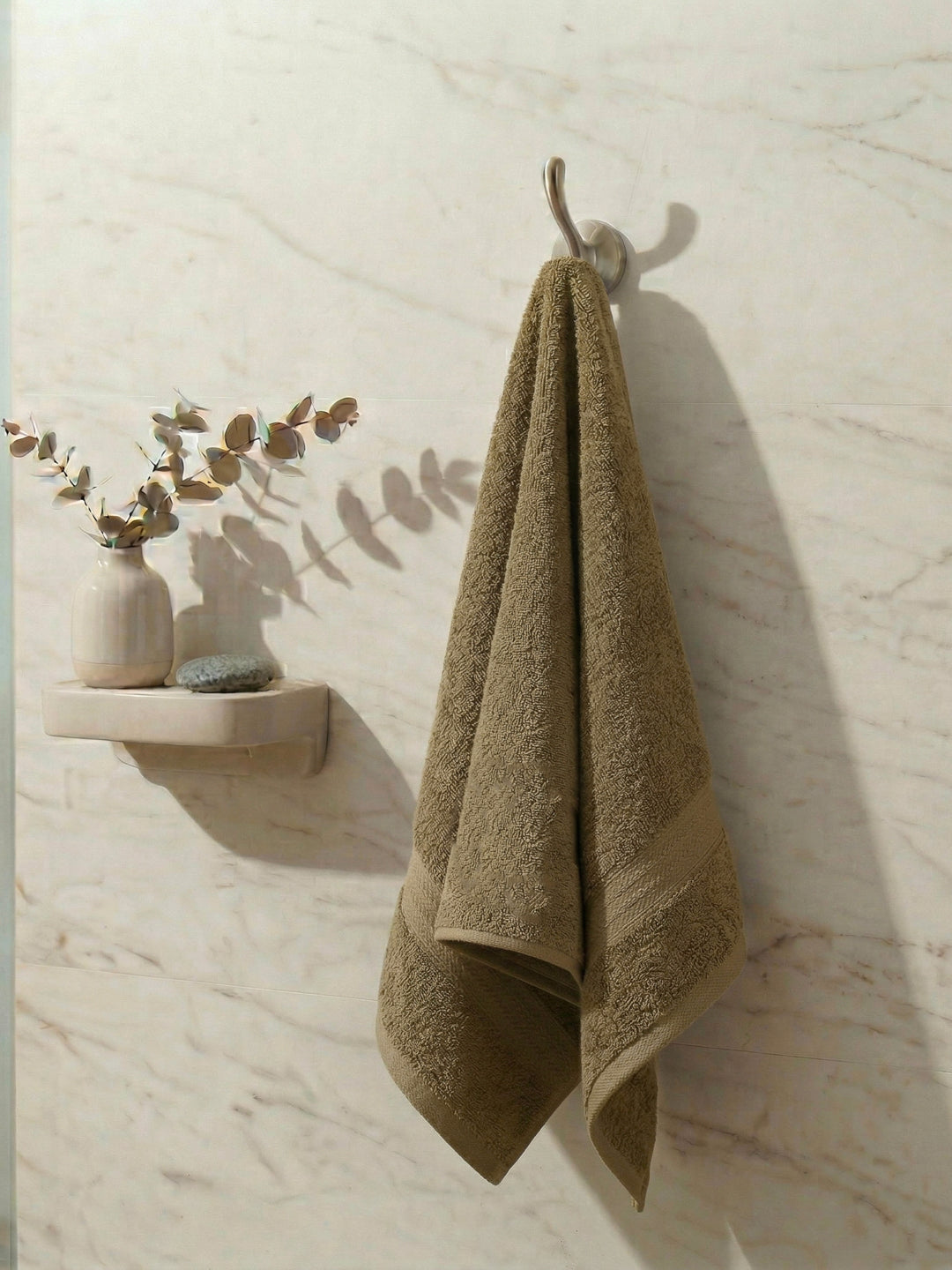 Essential Khaki 100% Cotton Solid 380 GSM Bath Towel Jazz Small 1 Pc Pvc Pack
