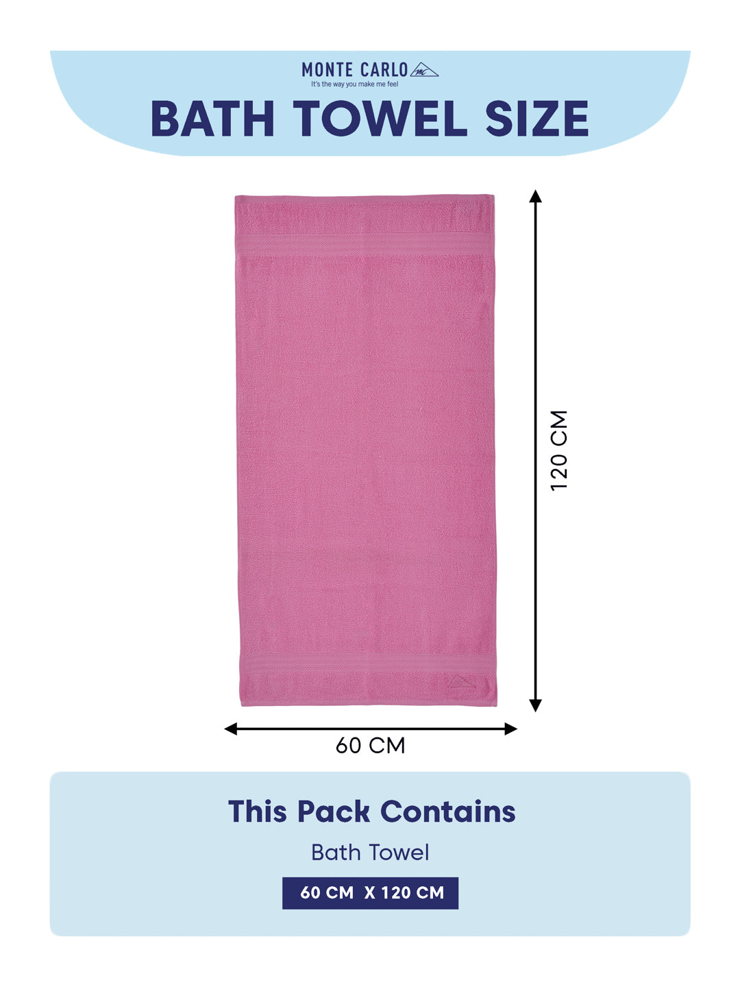 Essential Light Pink 100% Cotton Solid 380 GSM Bath Towel Jazz Small 1 Pc Pvc Pack
