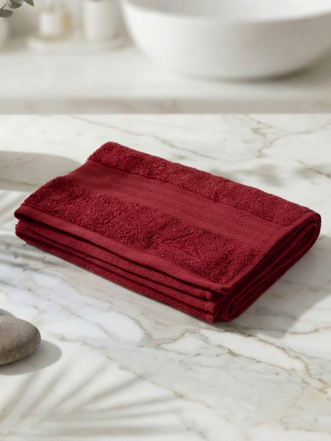 Essential Red 100% Cotton Solid 380 GSM Bath Towel Jazz Small 1 Pc Pvc Pack