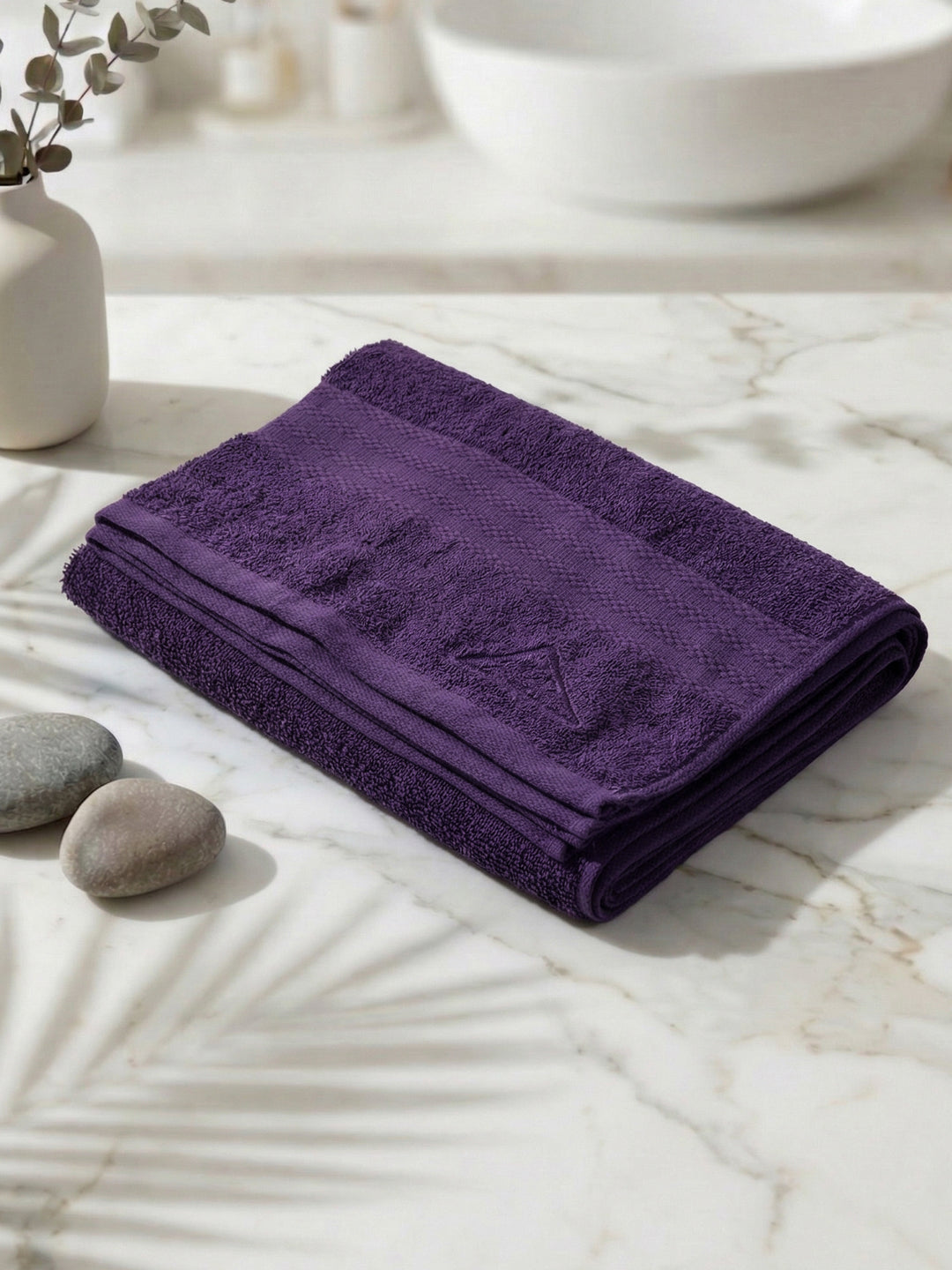 Essential Purple 100% Cotton Solid 380 GSM Bath Towel Jazz Small 1 Pc Pvc Pack