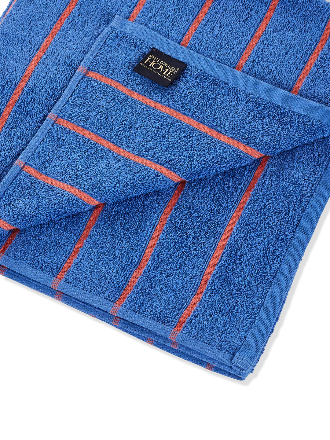 Orange & Blue 100% Cotton Solid 480 GSM Bath Towel King & Queen 2 Pc Set Gifting Box Pack