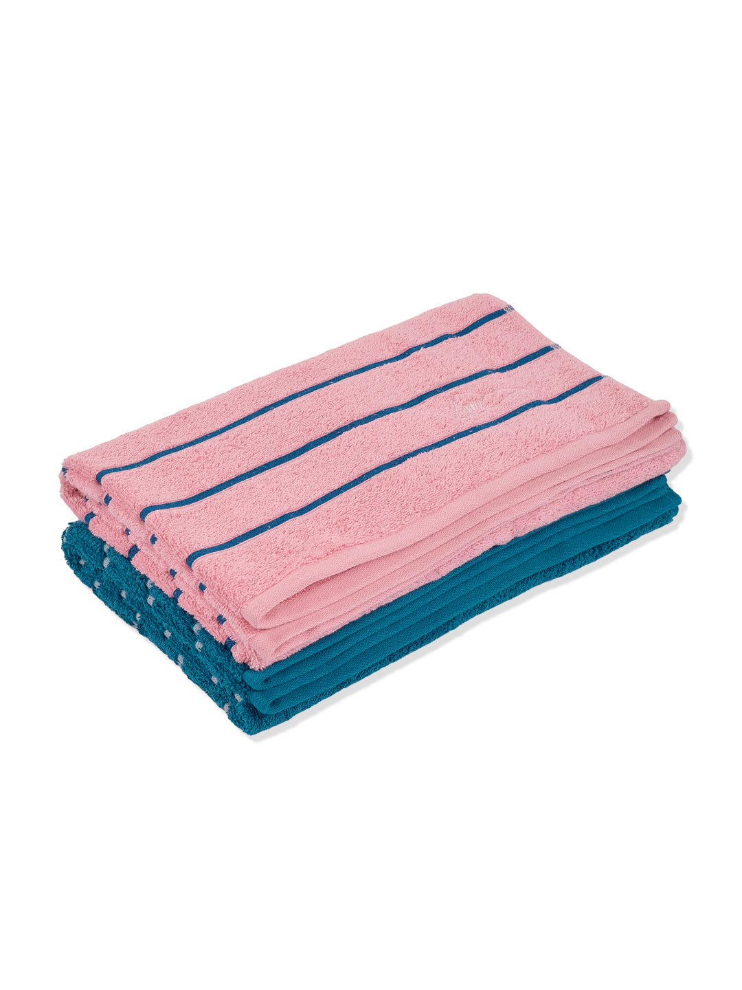 Blue & Dusty Pink 100% Cotton Solid 480 GSM Bath Towel King & Queen 2 Pc Set Gifting Box Pack