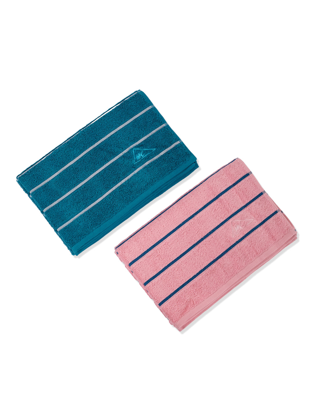 Blue & Dusty Pink 100% Cotton Solid 480 GSM Bath Towel King & Queen 2 Pc Set Gifting Box Pack