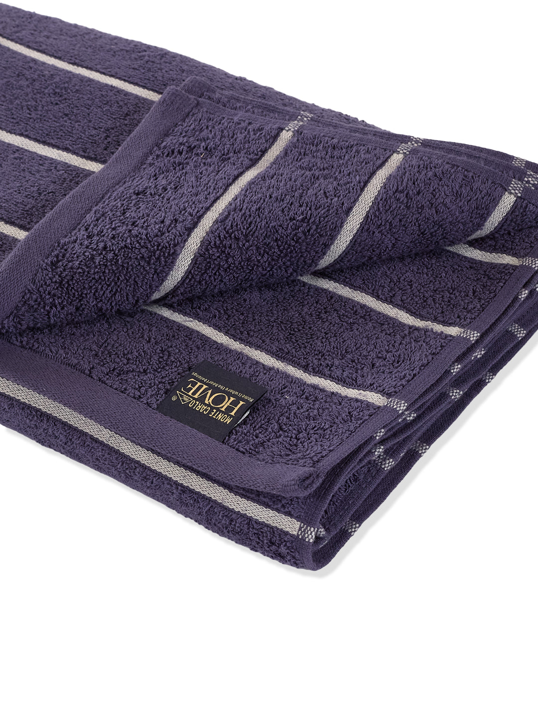 Navy Blue & Light Beige 100% Cotton Solid 480 GSM Bath Towel King & Queen 2 Pc Set Gifting Box Pack