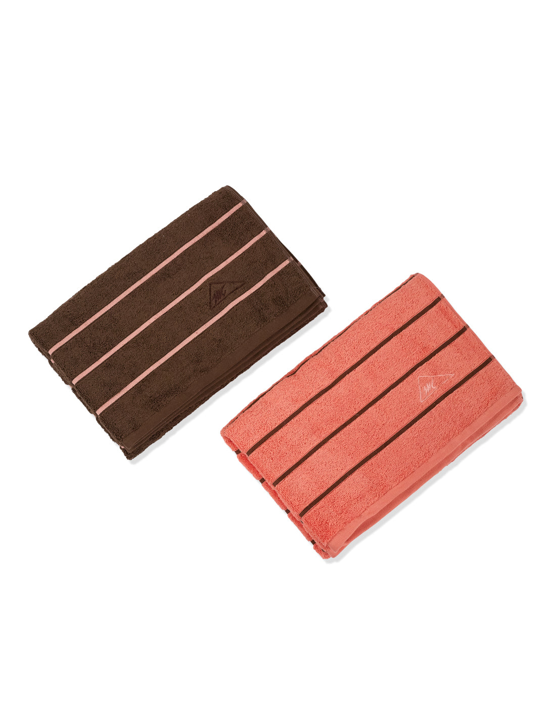 Coral & Brown 100% Cotton Solid 480 GSM Bath Towel King & Queen 2 Pc Set Gifting Box Pack