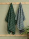 Dusty Blue & Green 100% Cotton Solid 480 GSM Bath Towel King & Queen 2 Pc Set Gifting Box Pack