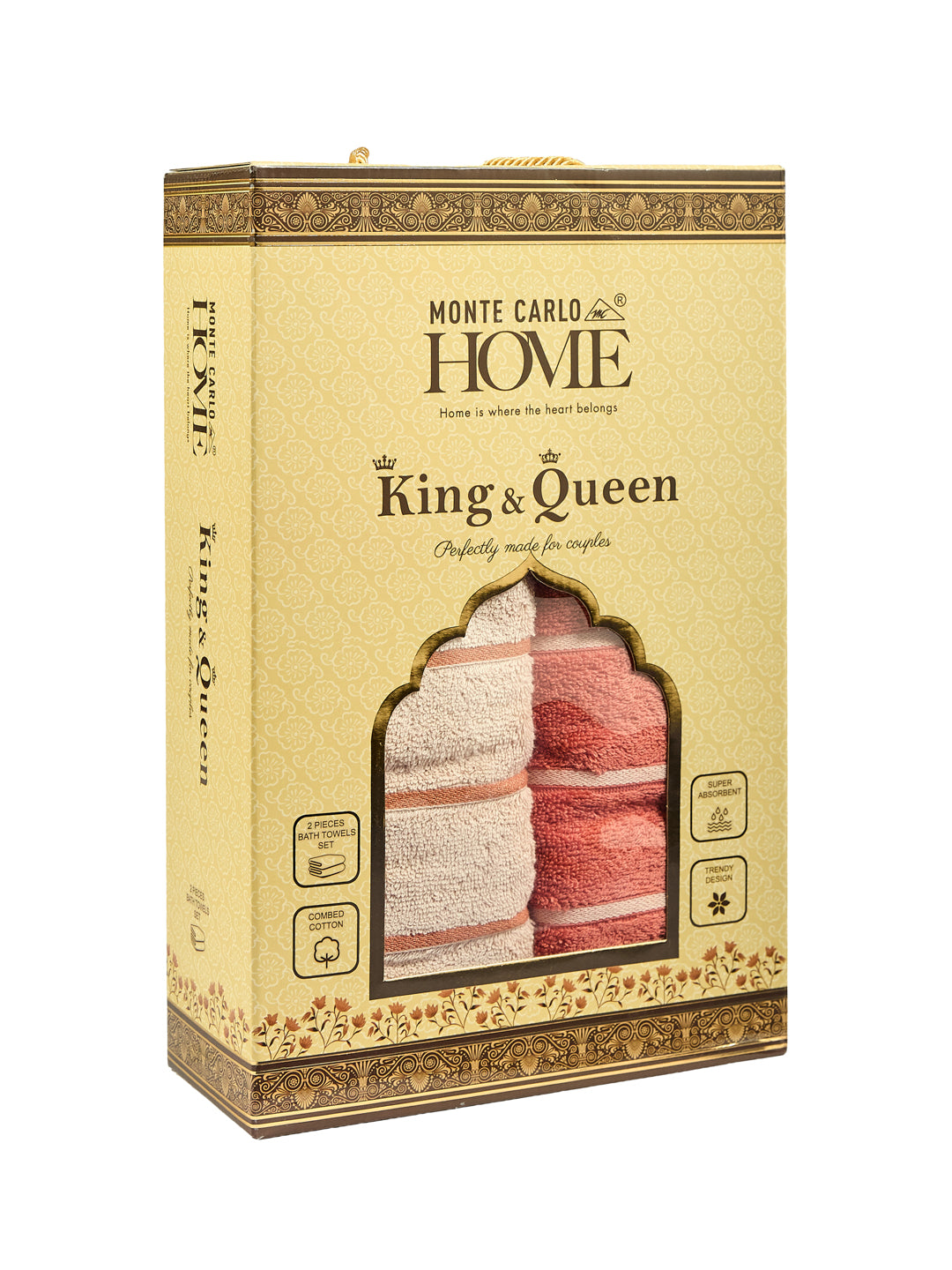 Dusty Brown & Light Brown 100% Cotton Solid 480 GSM Bath Towel King & Queen 2 Pc Set Gifting Box Pack