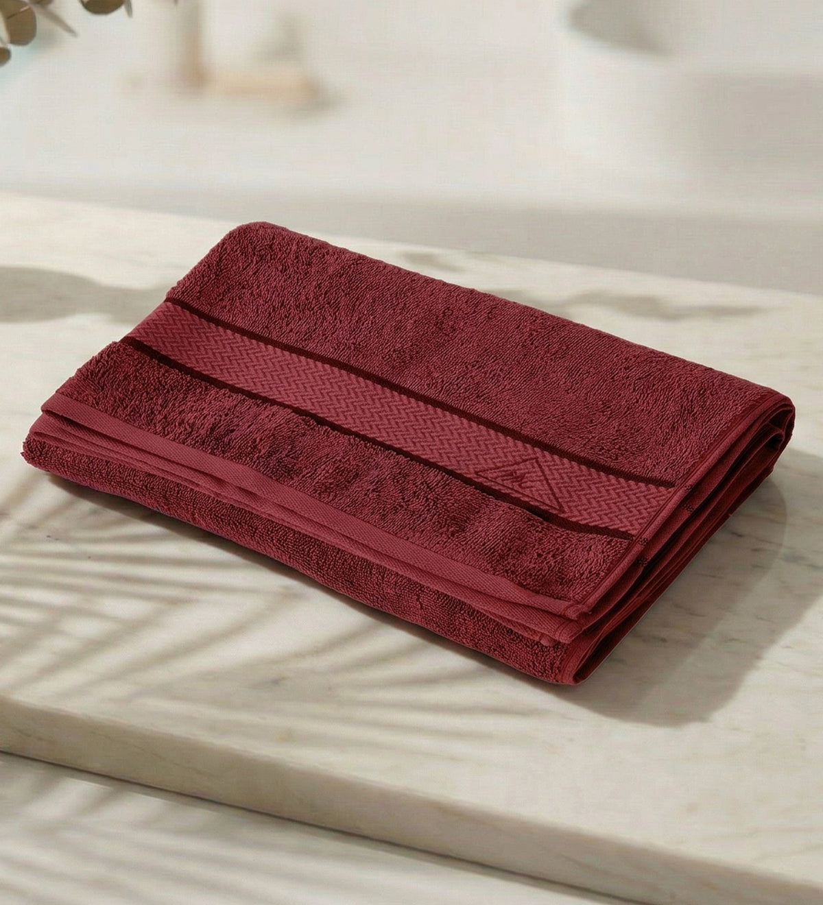 Maroon Pure Cotton Solid 450 GSM Bath Towel 1 Piece (Oasis Collection)