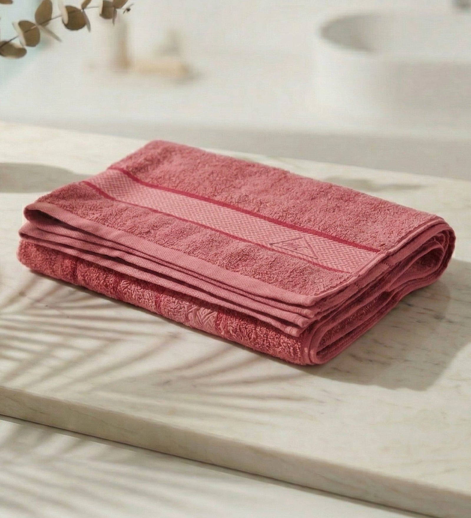 Pink Pure Cotton Solid 450 GSM Bath Towel 1 Piece (Oasis Collection)