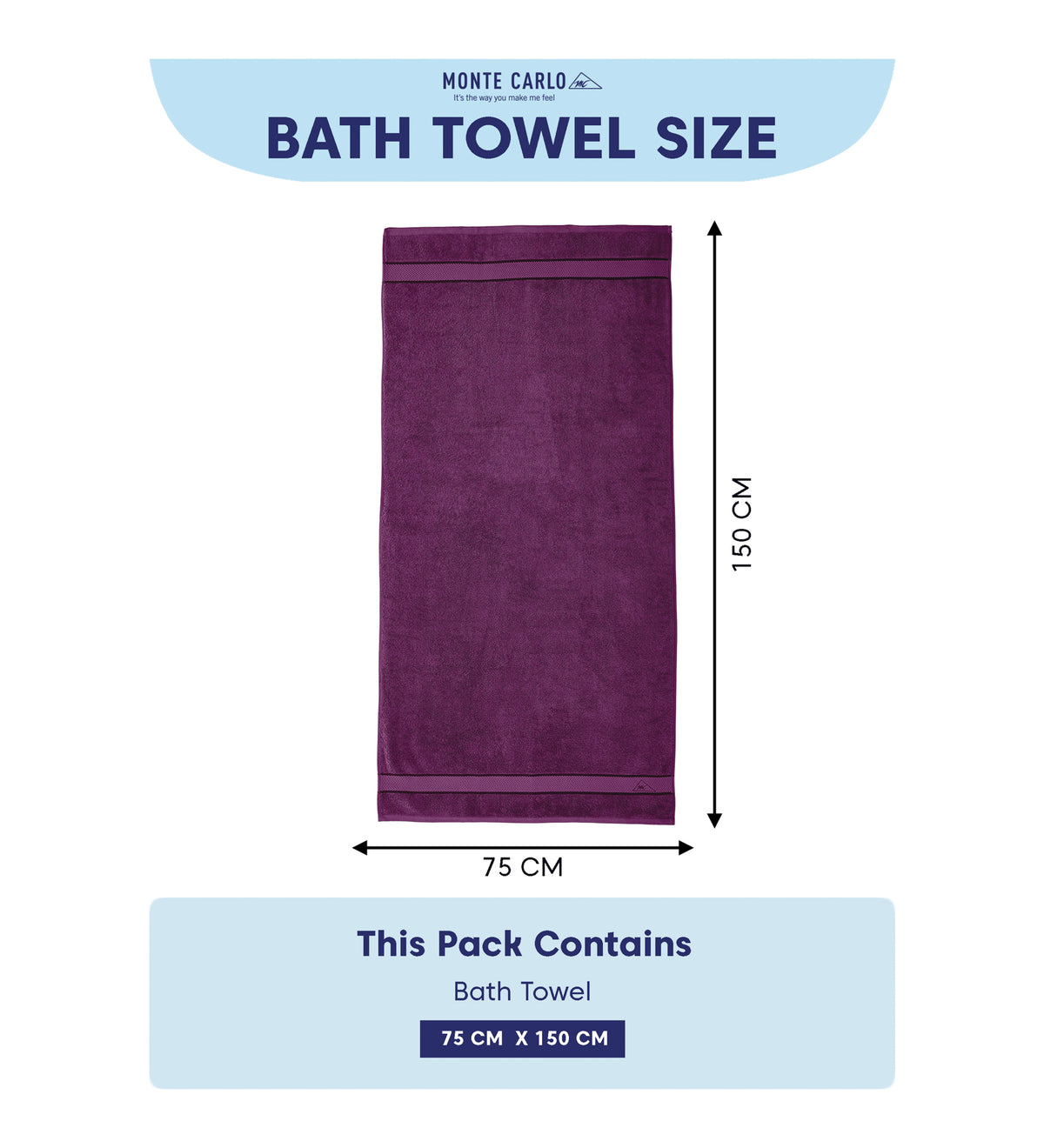 Purple Pure Cotton Solid 450 GSM Bath Towel 1 Piece (Oasis Collection)